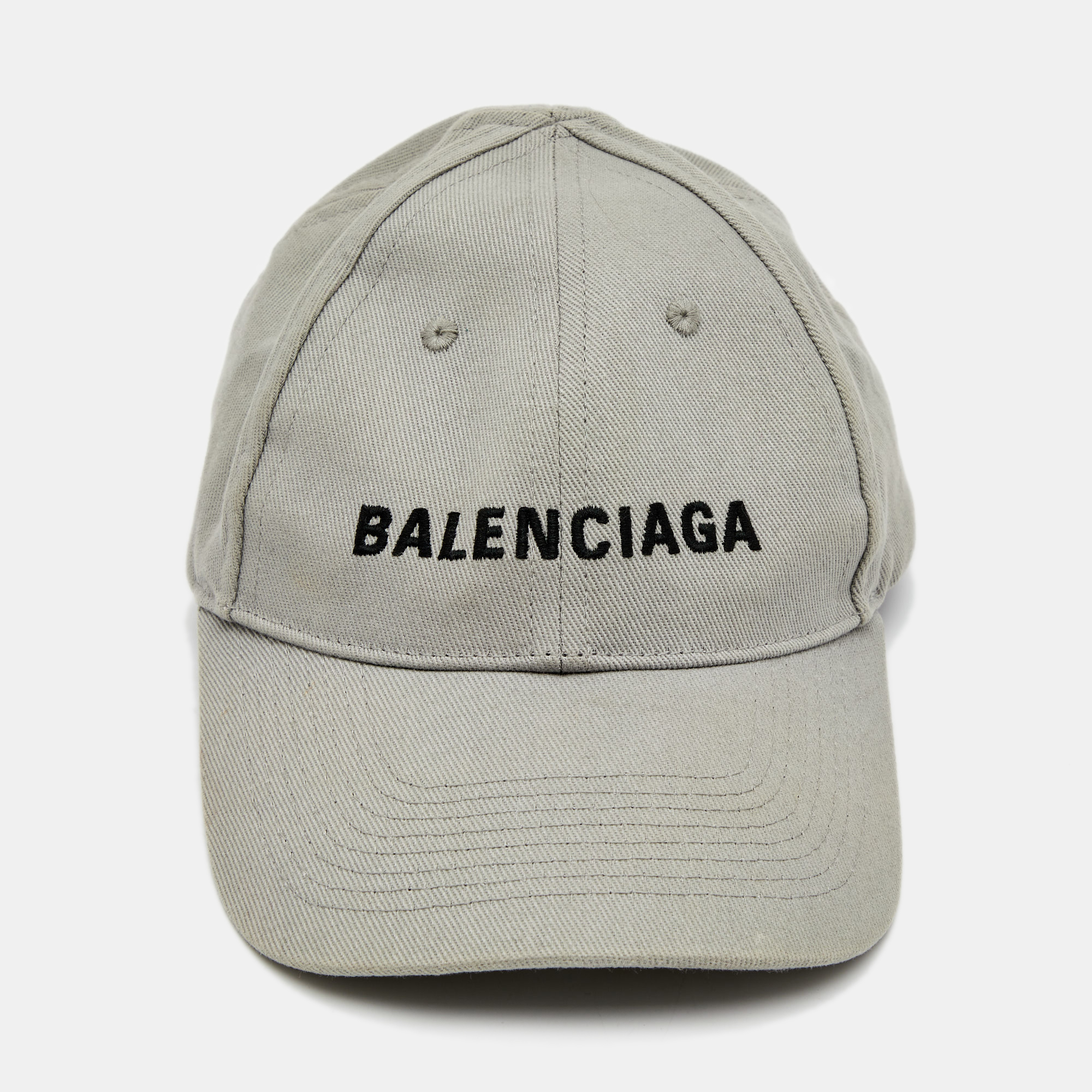 

Balenciaga Grey Cotton Twill Embroidered Logo Baseball Cap