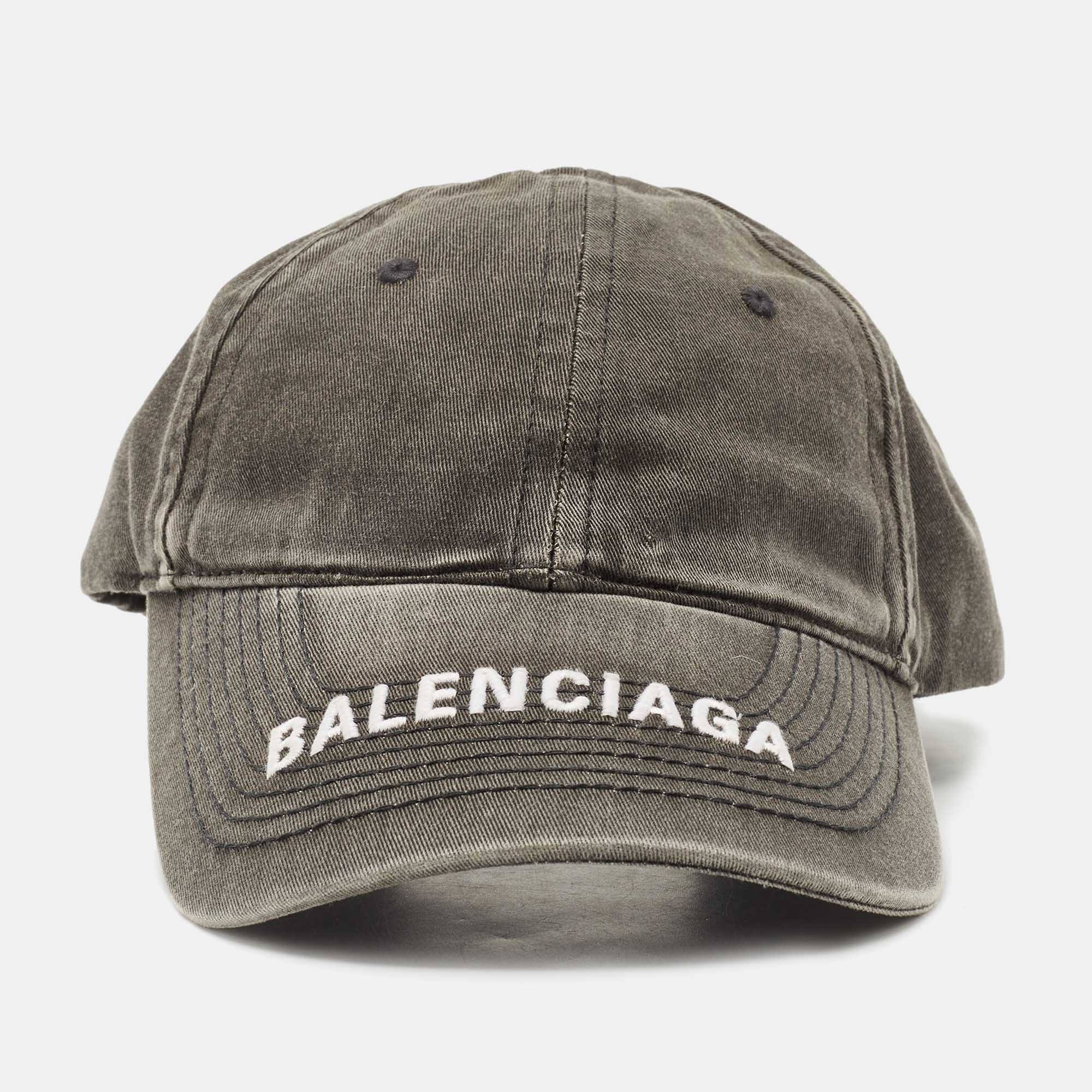 

Balenciaga Grey Embroidered Logo Cotton Classic Baseball Cap