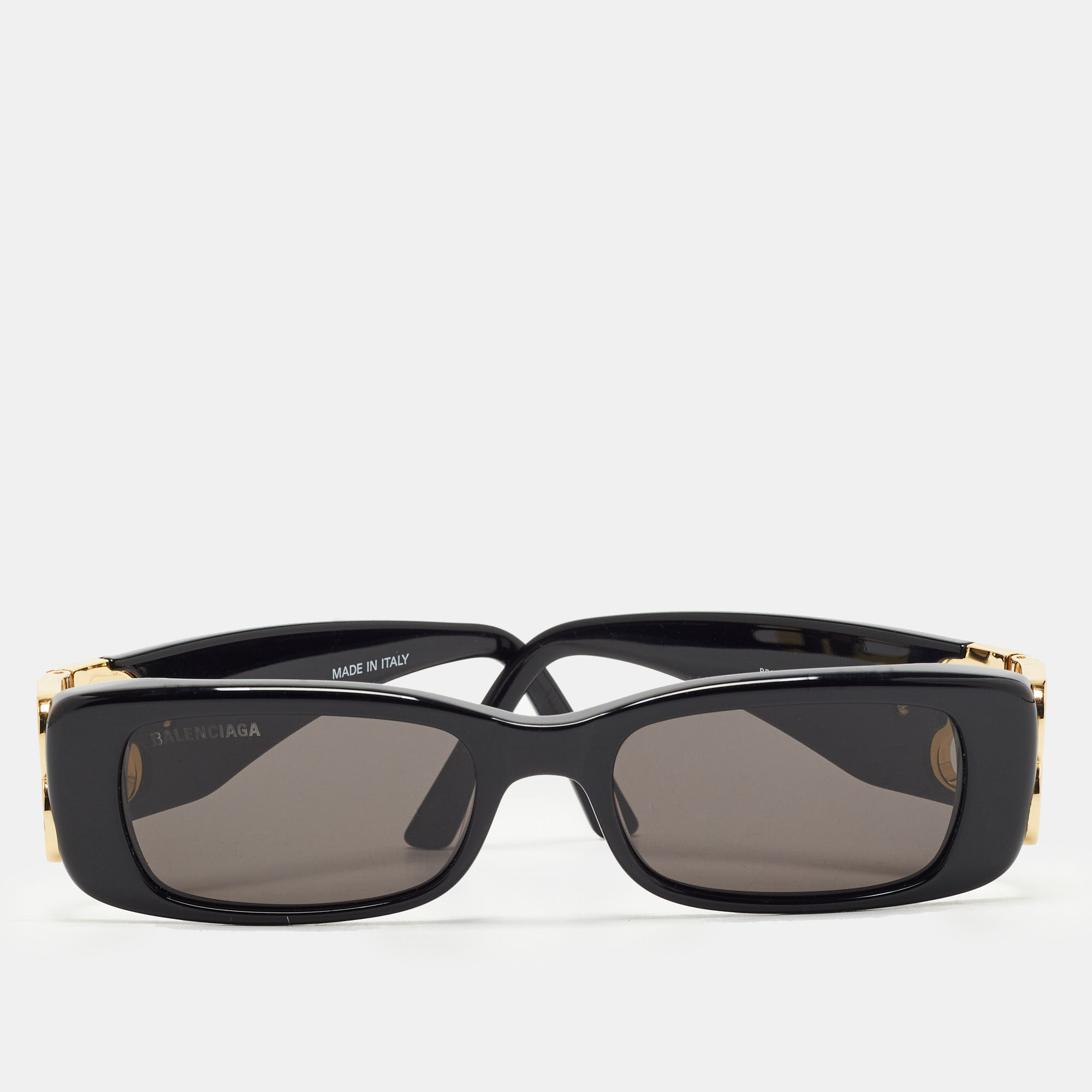 Pre Owned Balenciaga Black BB Logo Rectangle Sunglasses