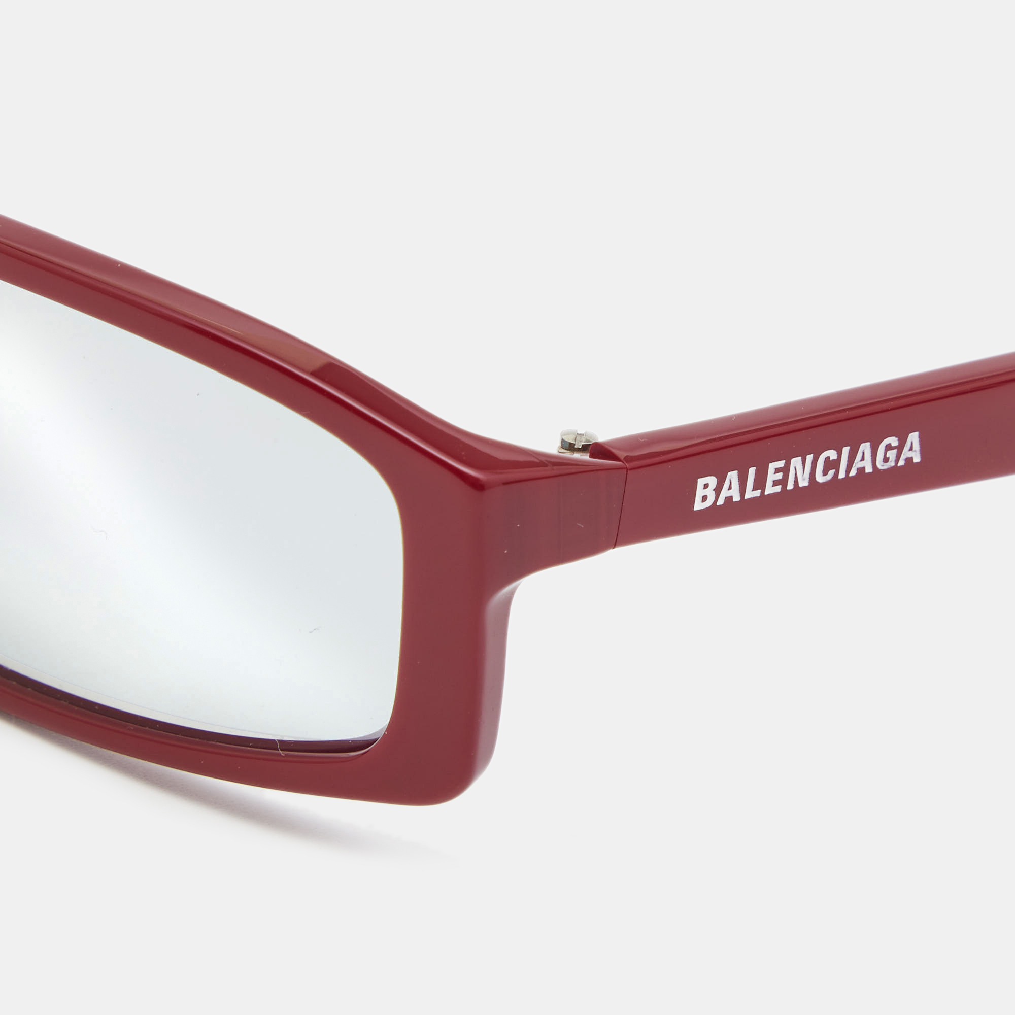 

Balenciaga Red Mirror Rectangular Sunglasses