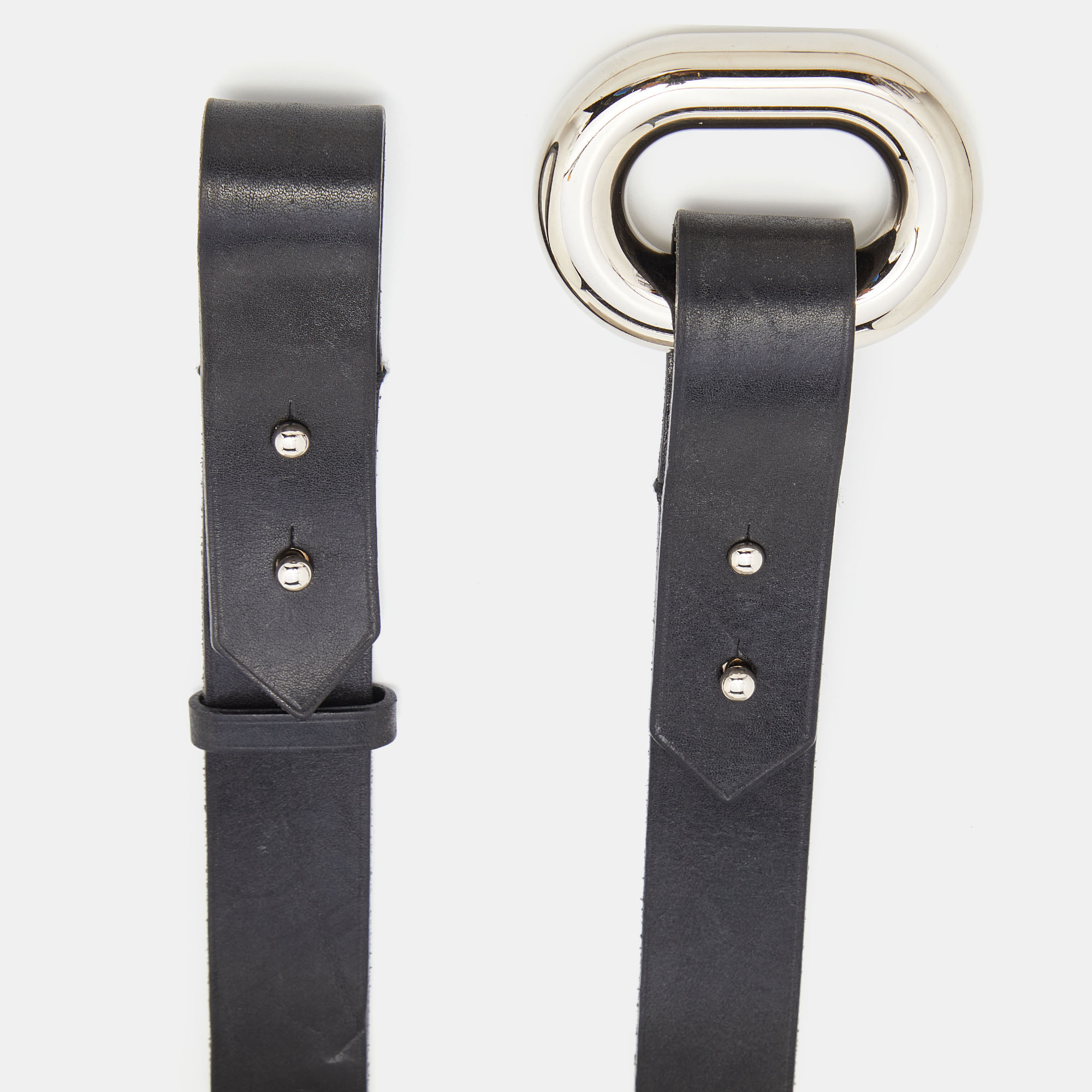 

Balenciaga Black Leather Buckle Waist Belt