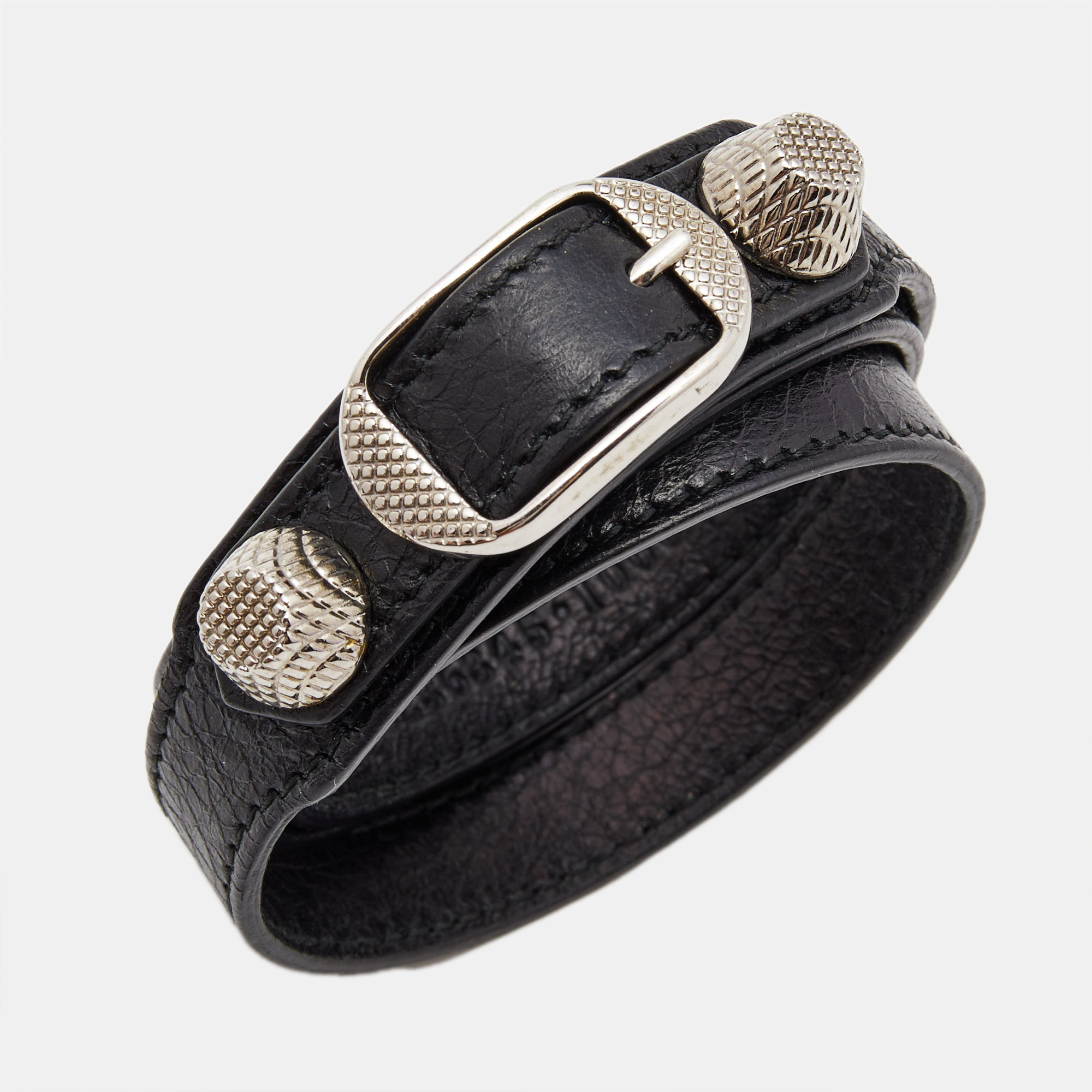 

Balenciaga Stud Leather Silver Tone Bracelet