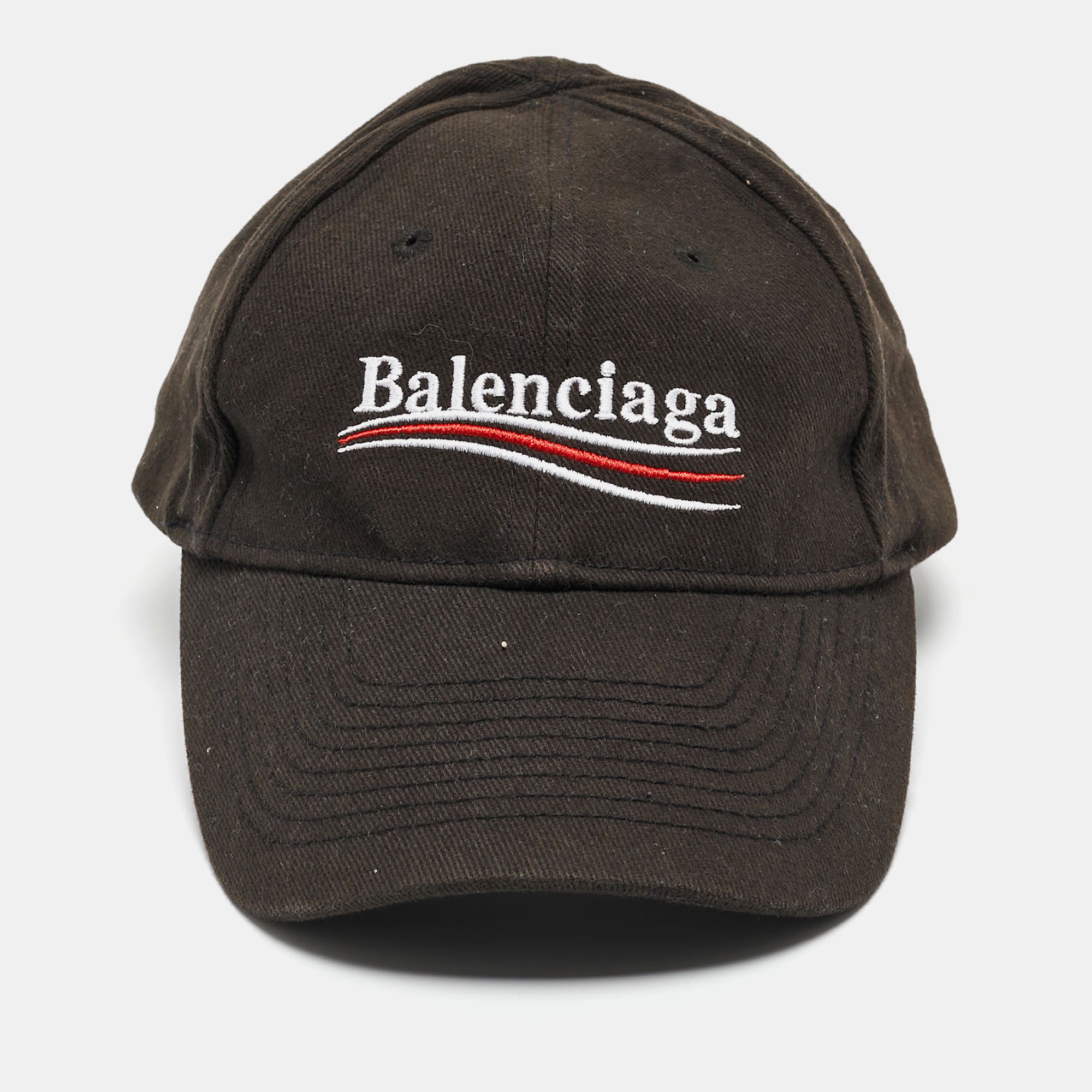 

Balenciaga Black Logo Embroidered Cotton Baseball Cap