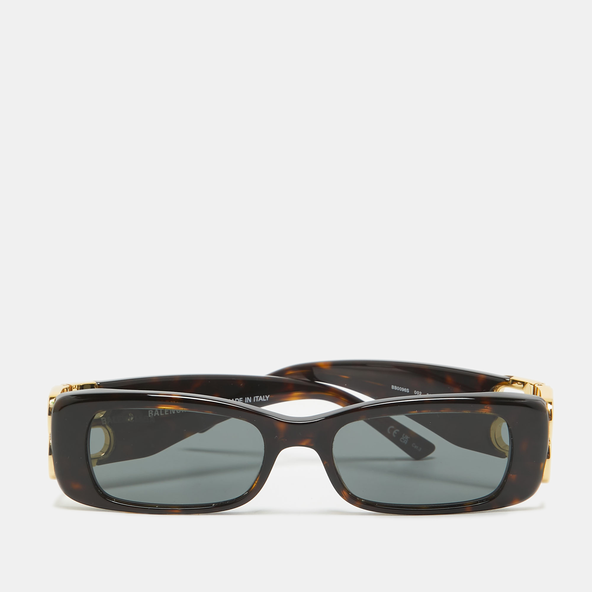 

Balenciaga Dark Brown Tortoise BB0096S Rectangle Sunglasses