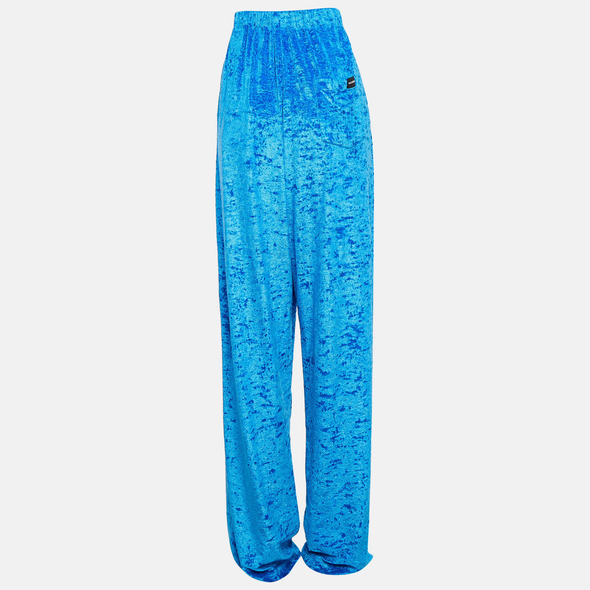 

Balenciaga Blue Velour Wide-Leg Pants M