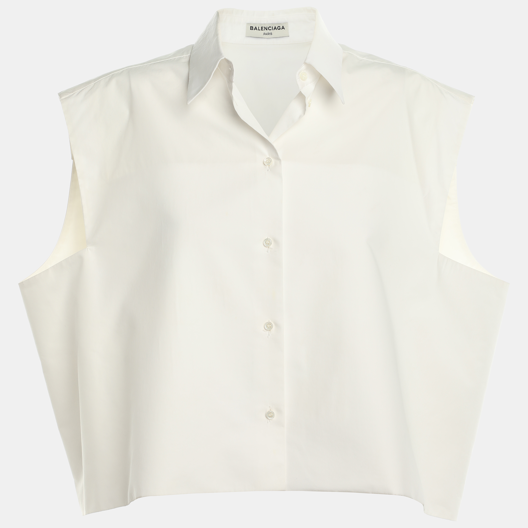 Pre-owned Balenciaga White Jersey Sleeveless Cropped Shirt M