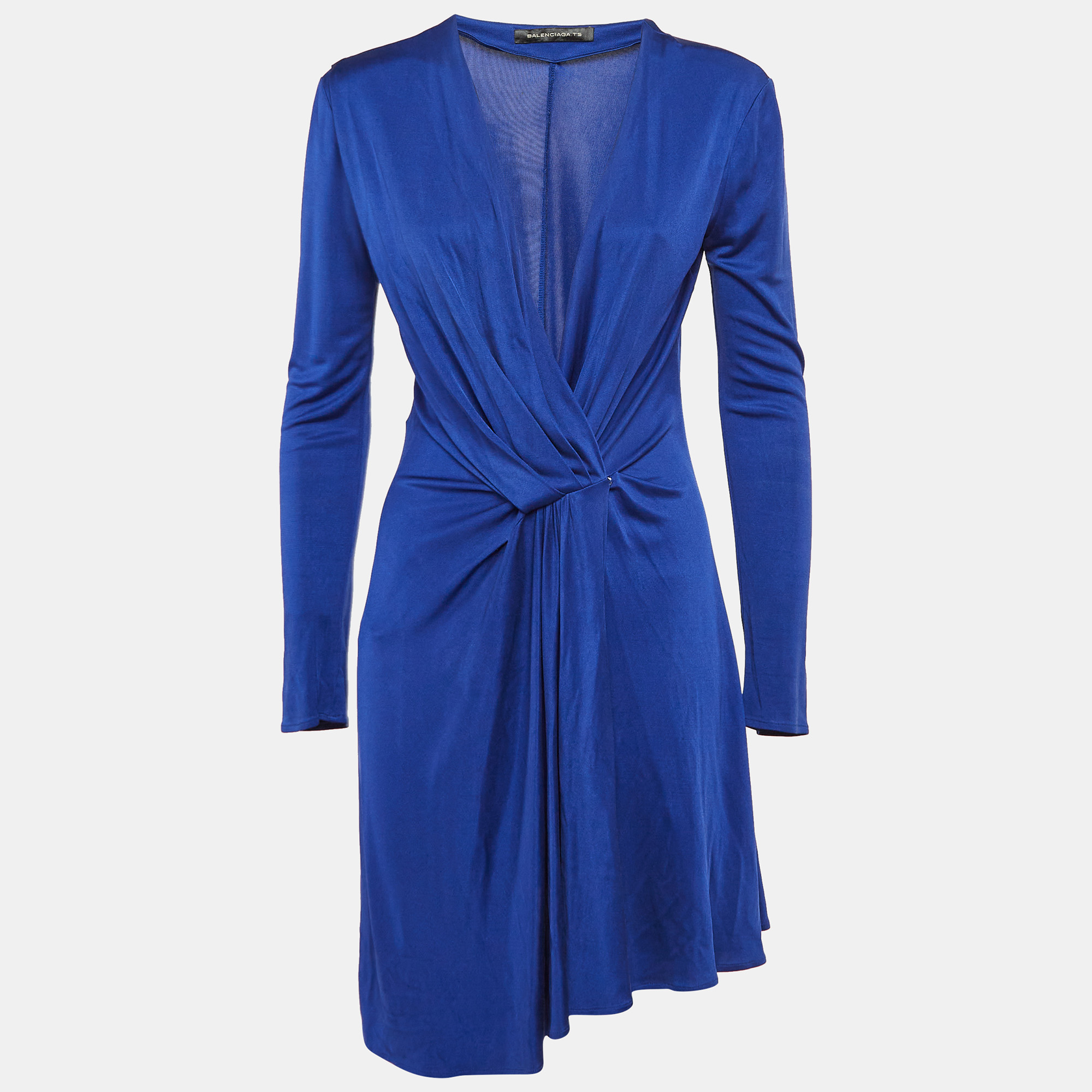 Balenciaga Blue Silk Jersey Buttoned Wrap Dress M Women price in Dubai UAE Compare Prices