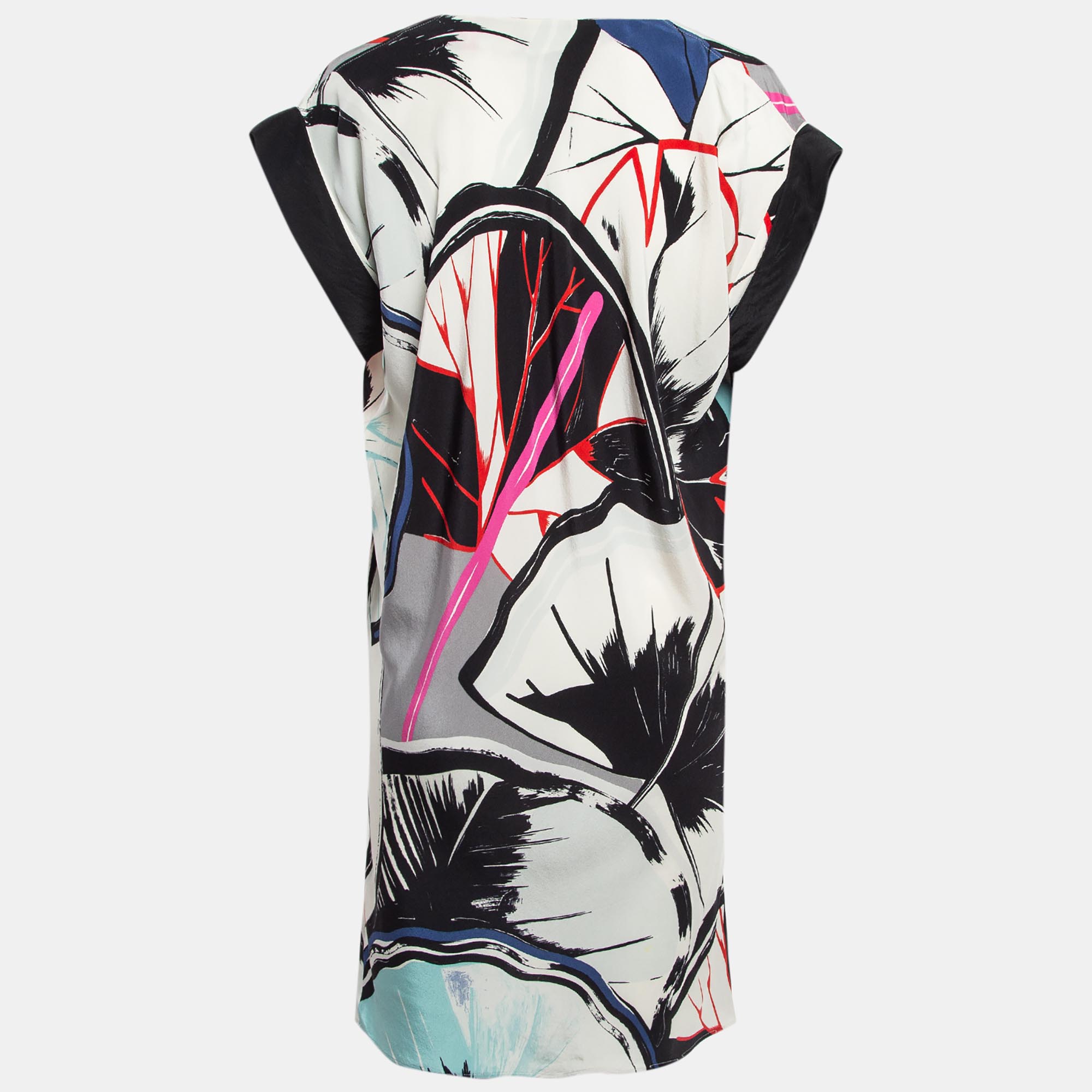 Balenciaga Multicolor Crepe Kimono Mini Dress M 