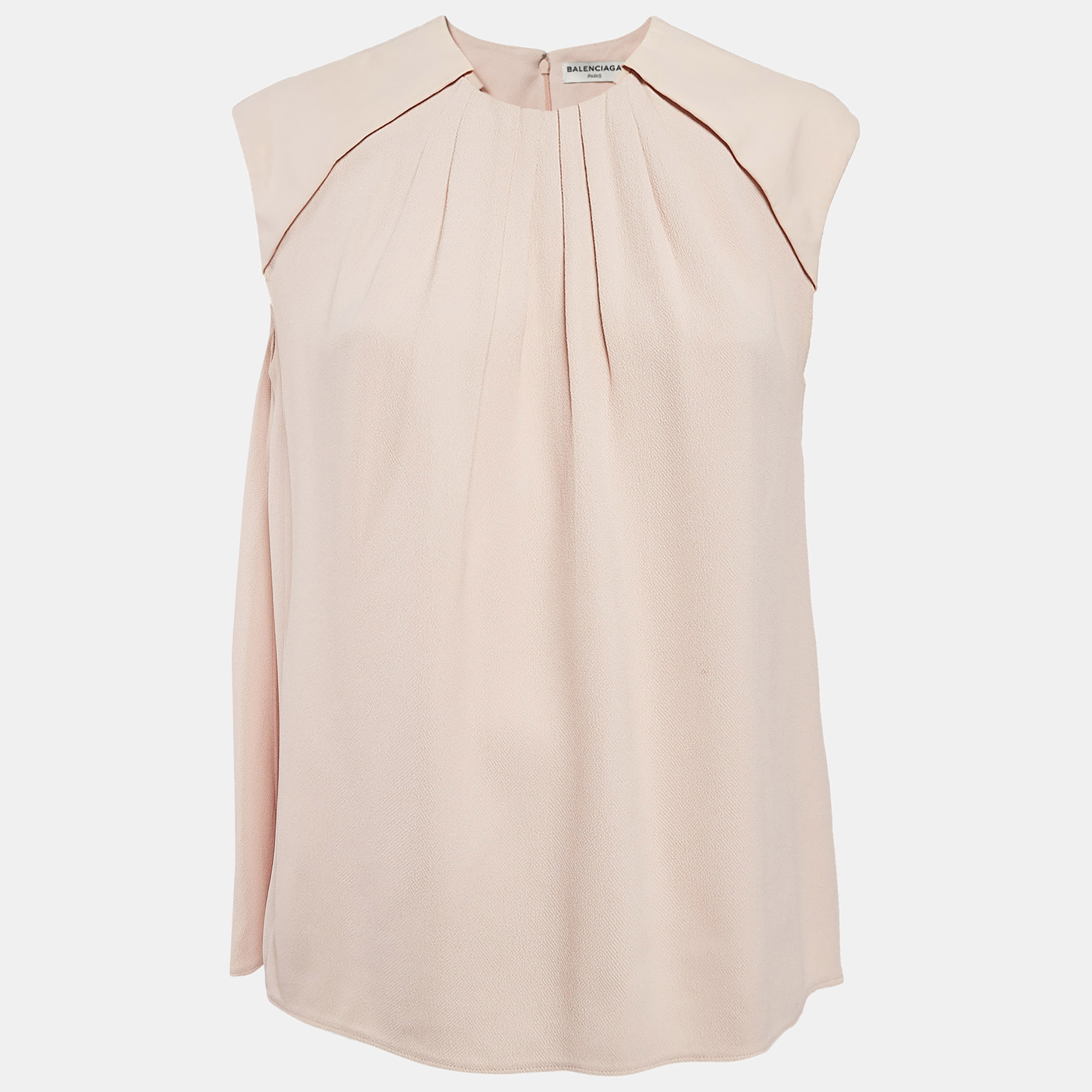 

Balenciaga Blush Pink Crepe Ruched Neck Top S