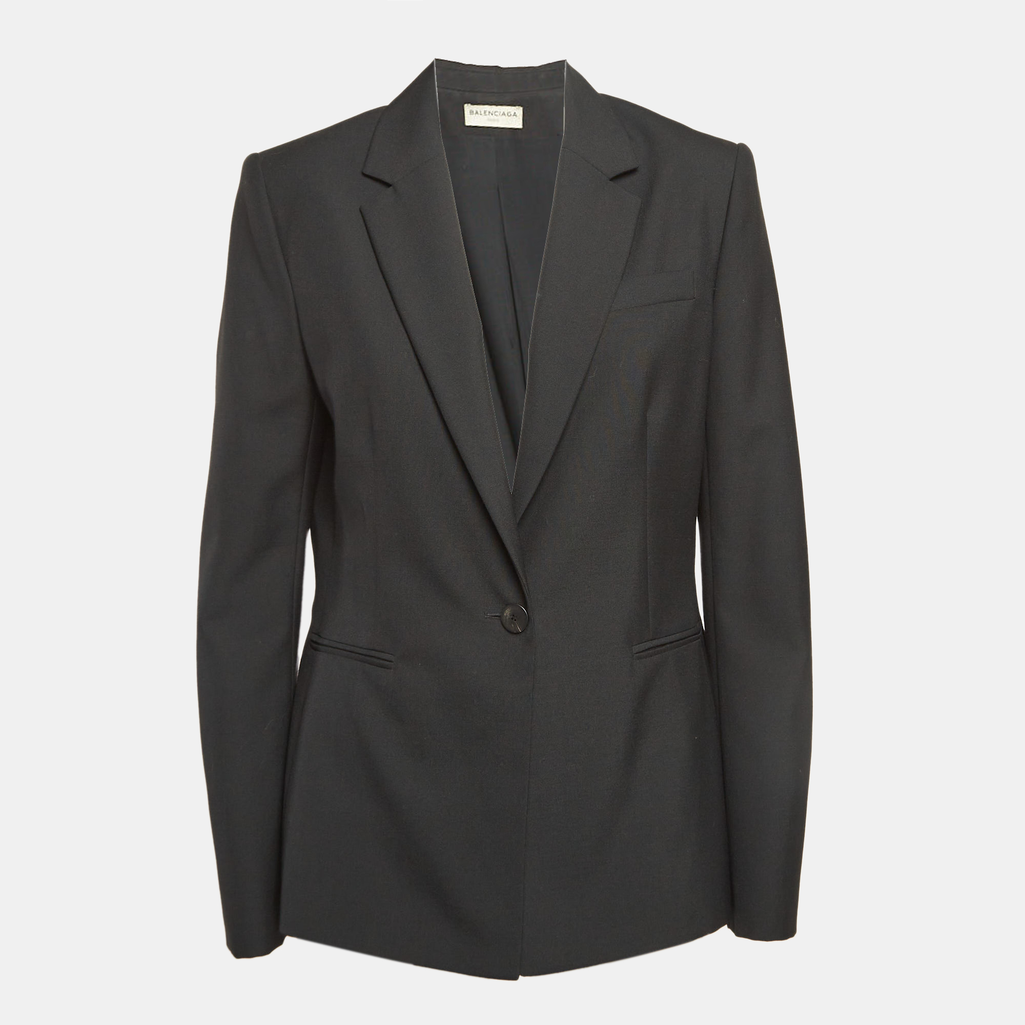 Pre-owned Balenciaga Black Wool Blend Single Breasted Blazer M