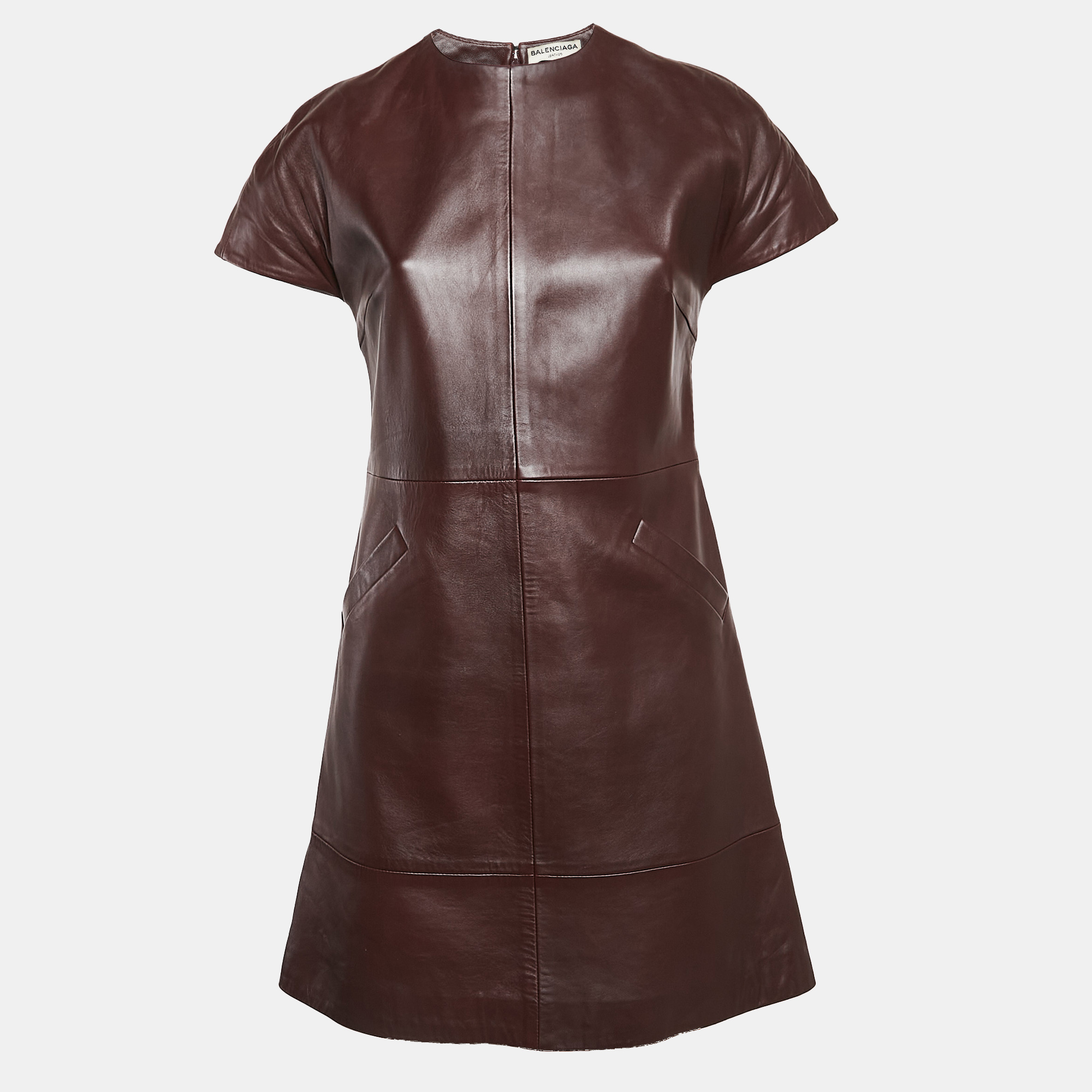 

Balenciaga Burgundy Leather Mini Dress M