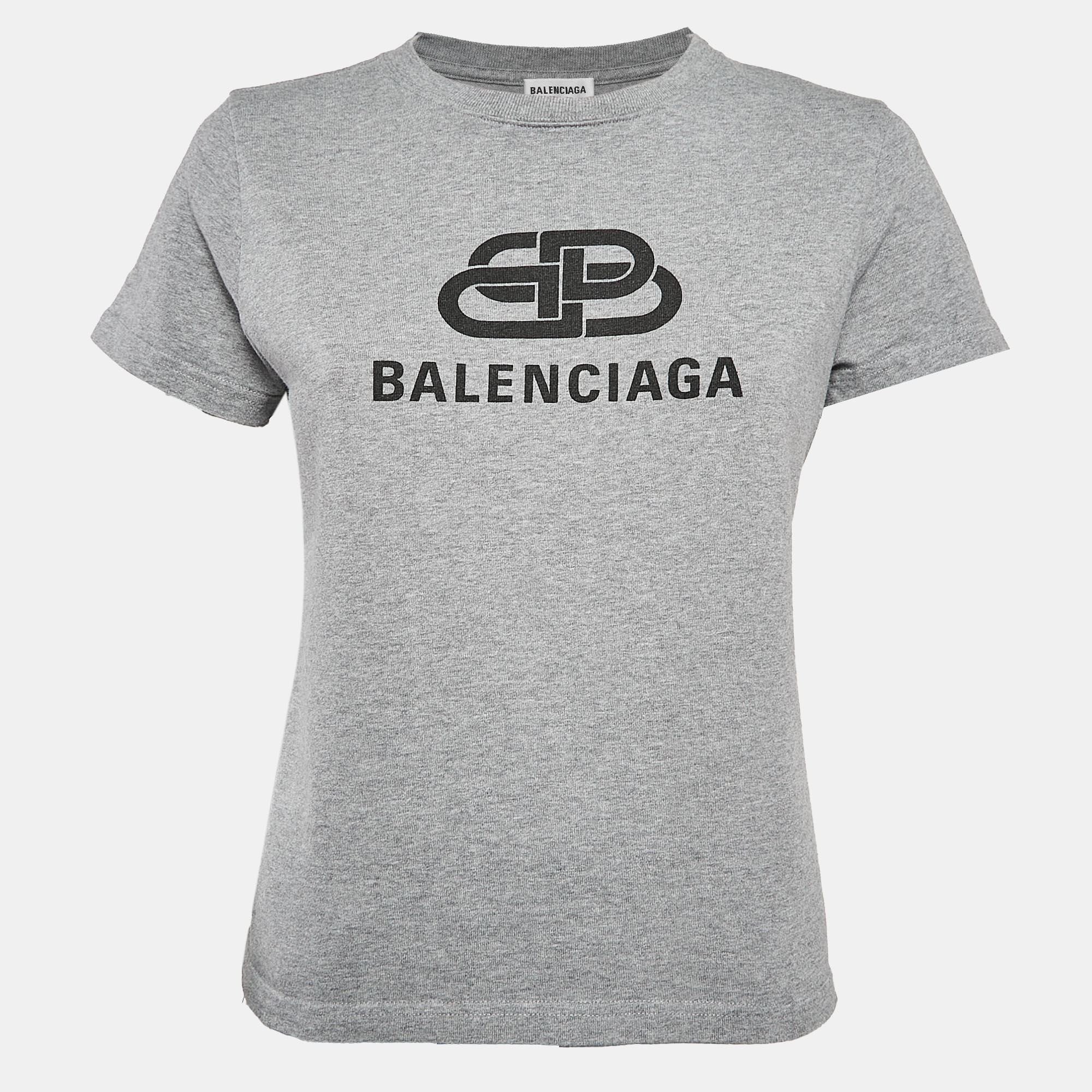 

Balenciaga Grey Logo Print Cotton Short Sleeve T-Shirt M