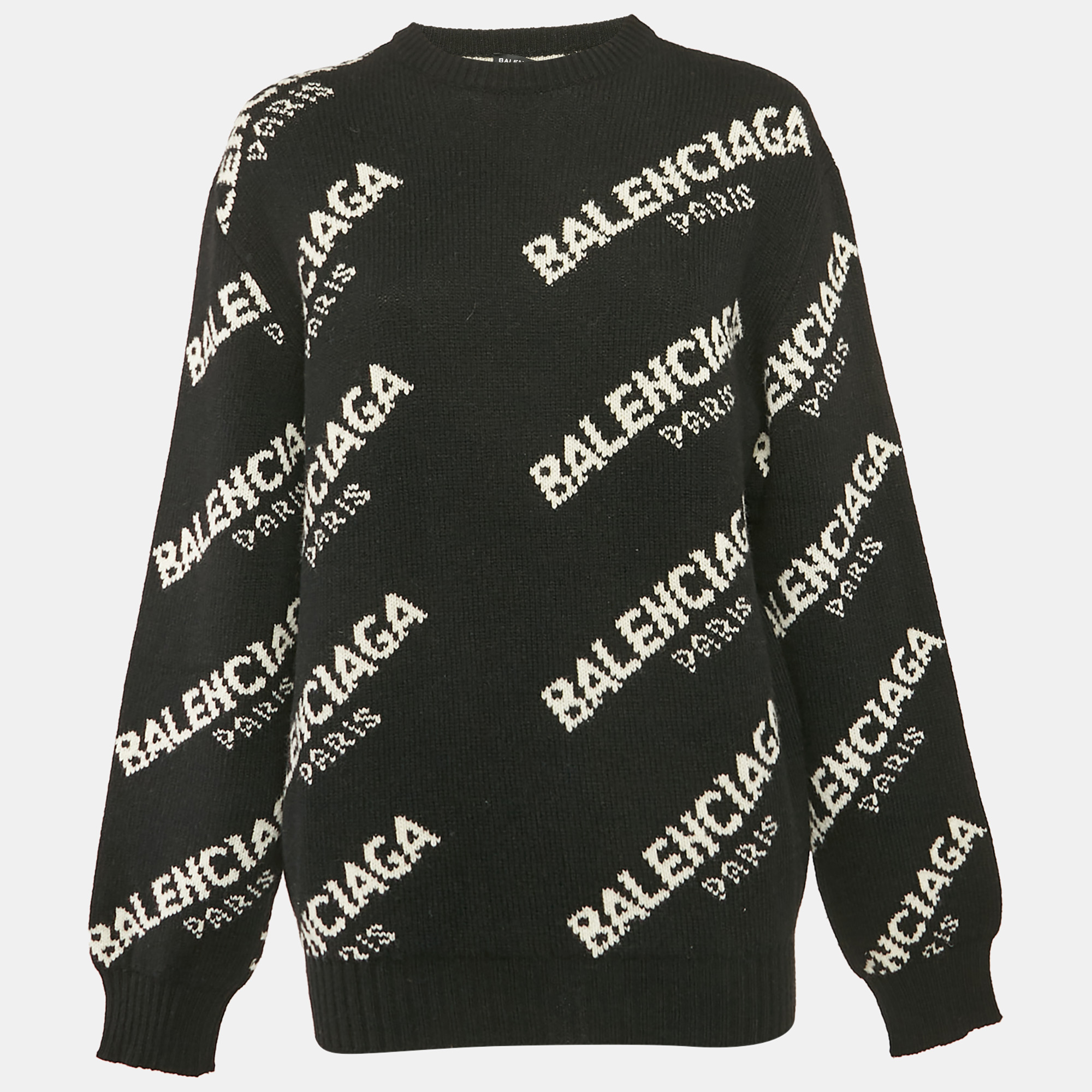 

Balenciaga Black Logo Jacquard Knit Jumper L