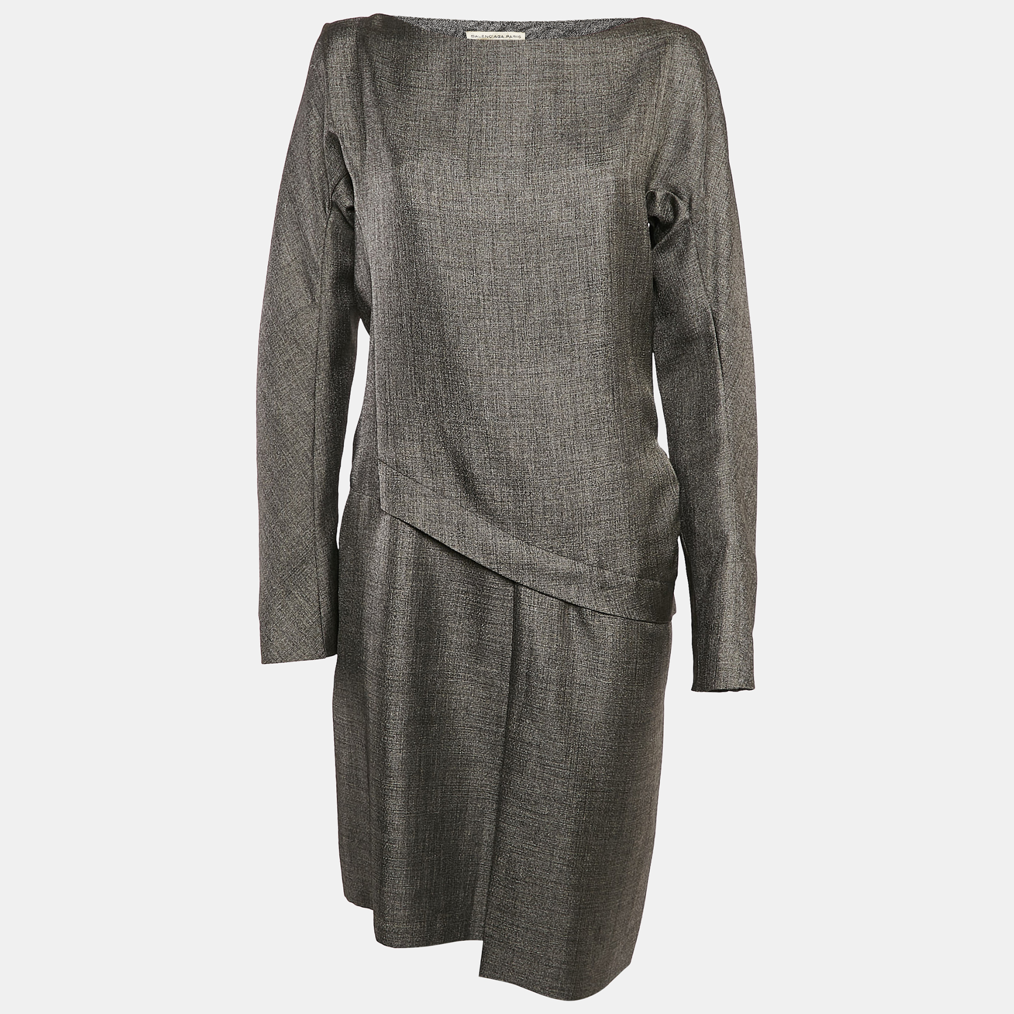 

Balenciaga Grey Wool Blend Midi Dress L