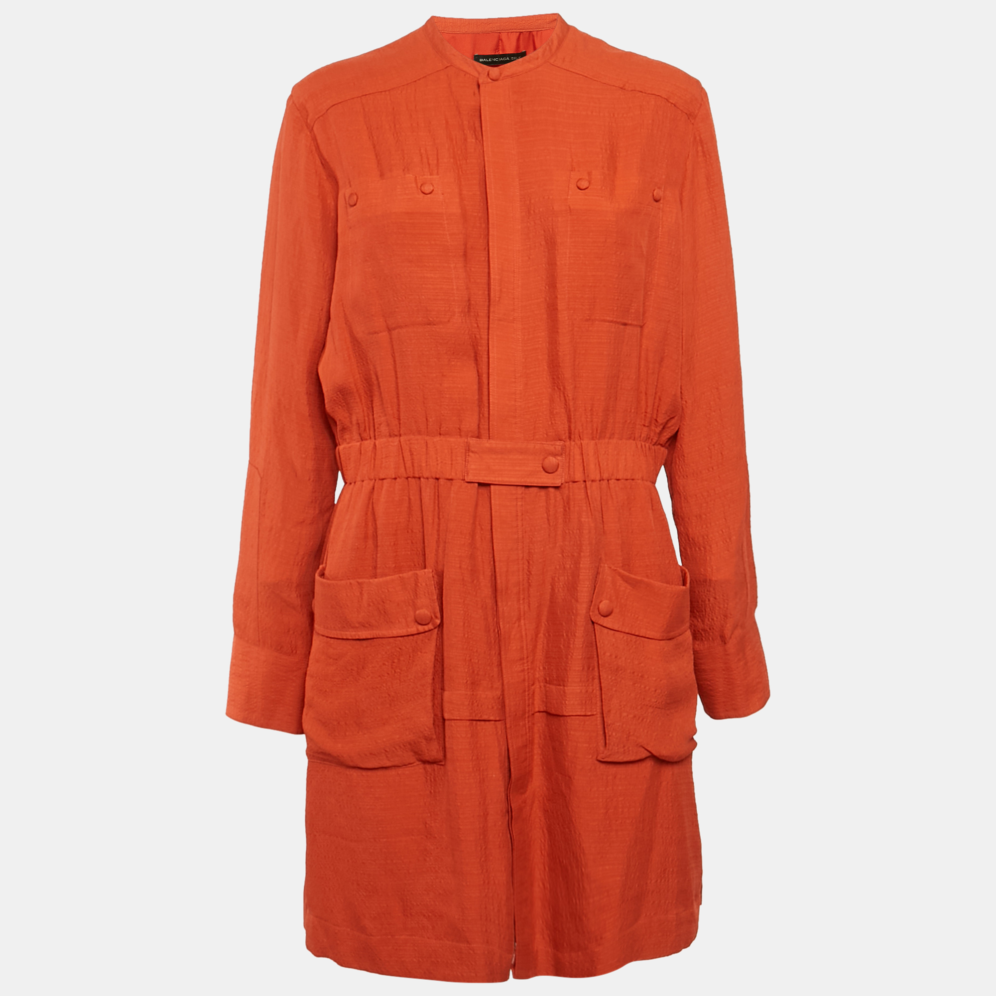 

Balenciaga Orange Silk Long Sleeve Short Dress L