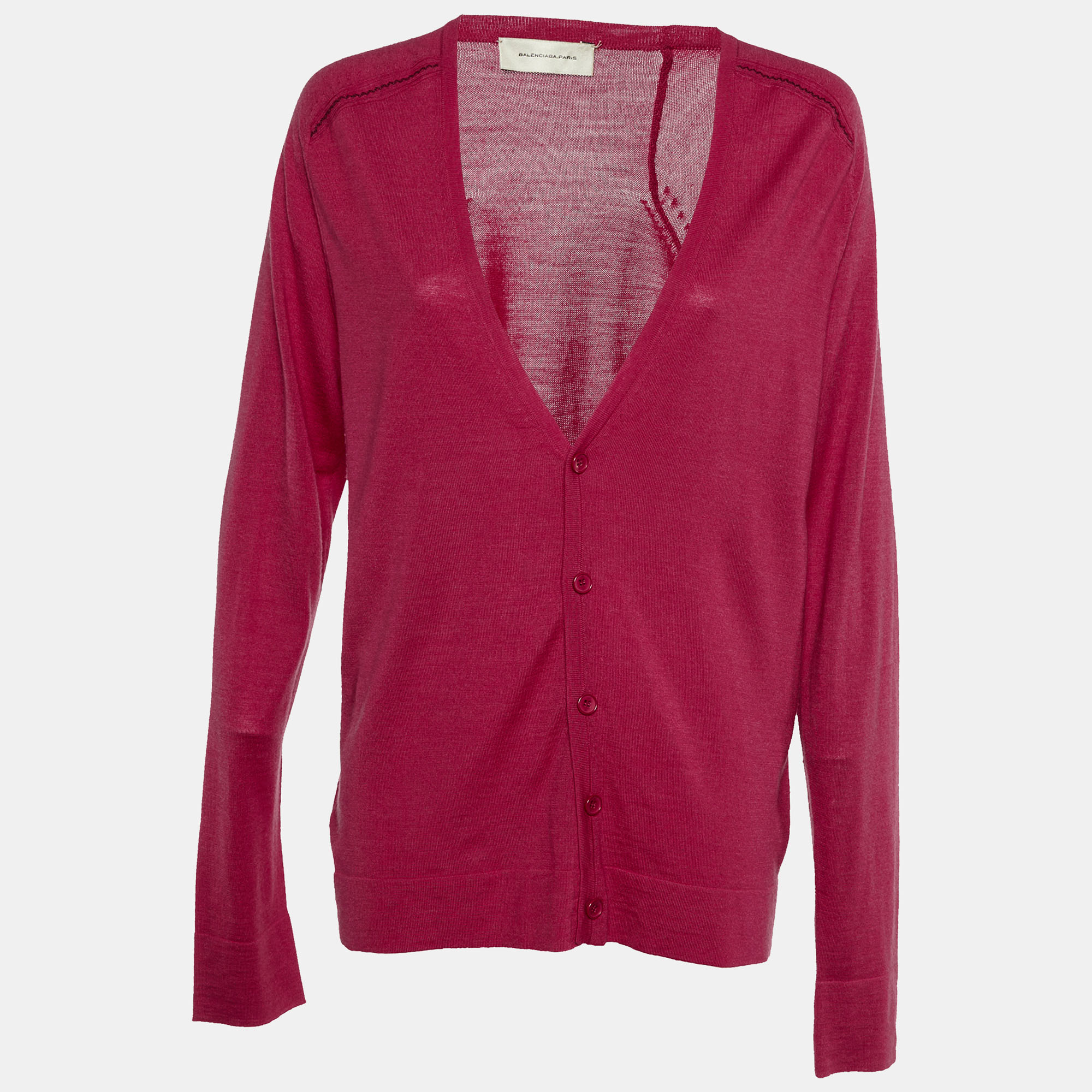 

Balenciaga Pink Wool & Silk Knit Button Front Cardigan L