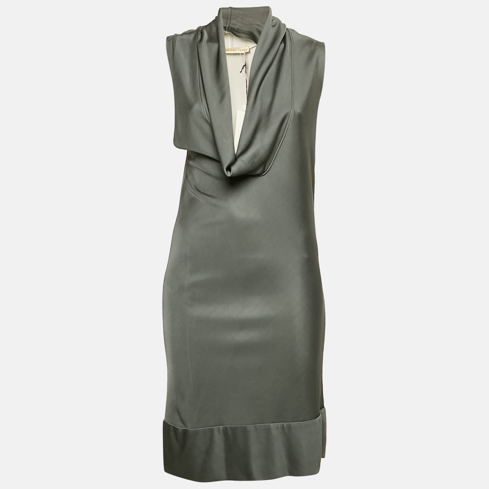 

Balenciaga Grey Jersey Cowl Neck Sleeveless Short Dress M