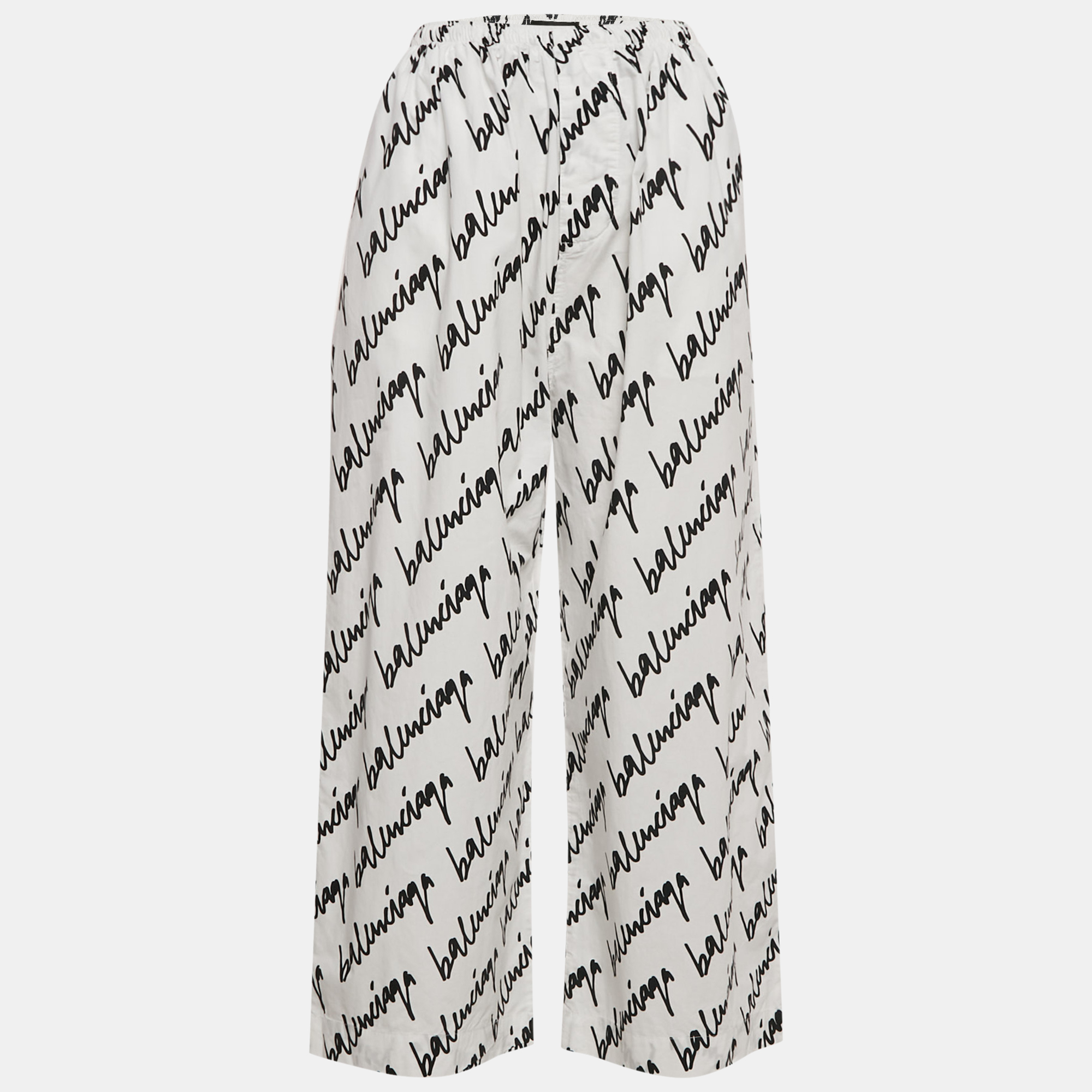 

Balenciaga White All Over Print Cotton Track Pants XL