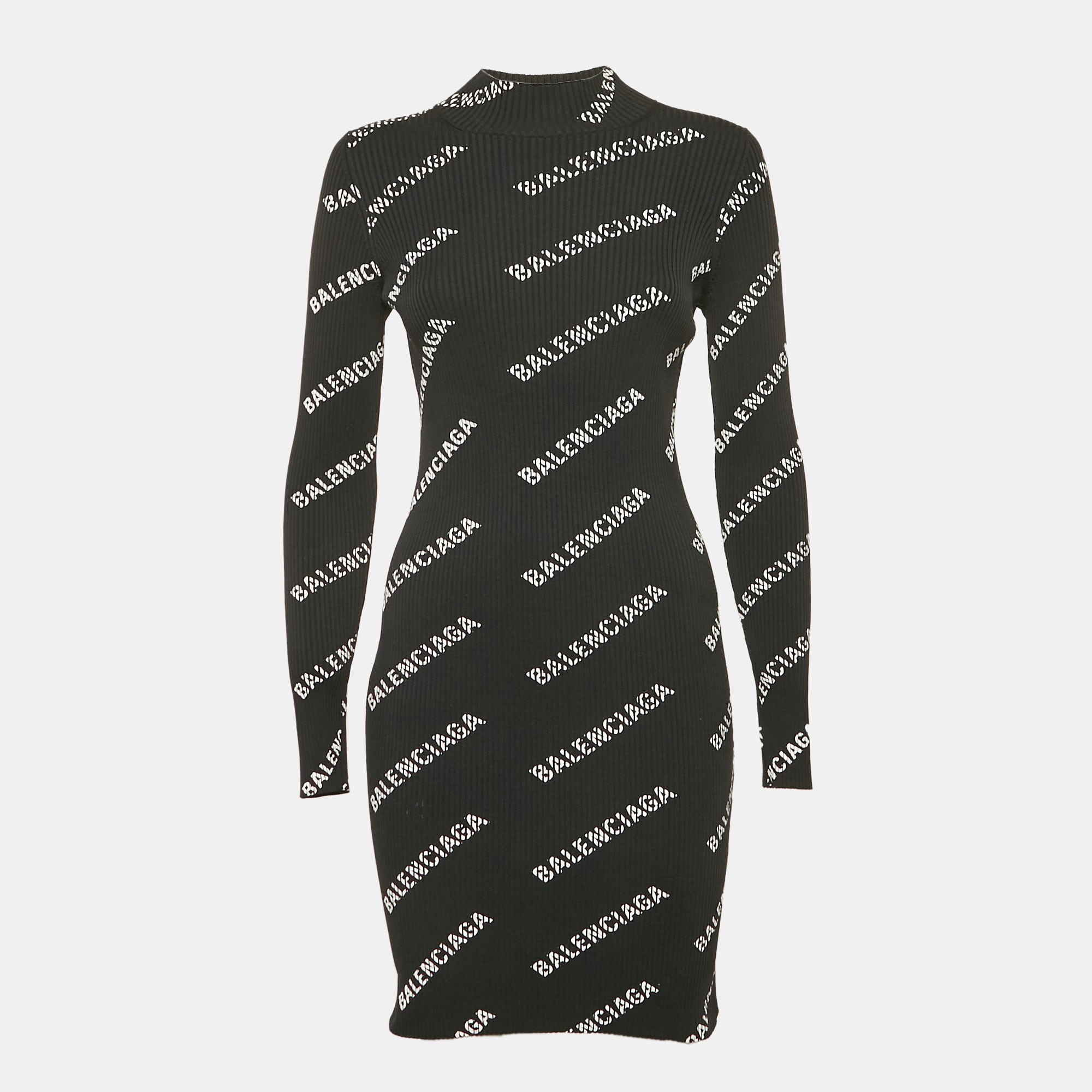 

Balenciaga Black All-Over Print Rib Knit Bodycon M
