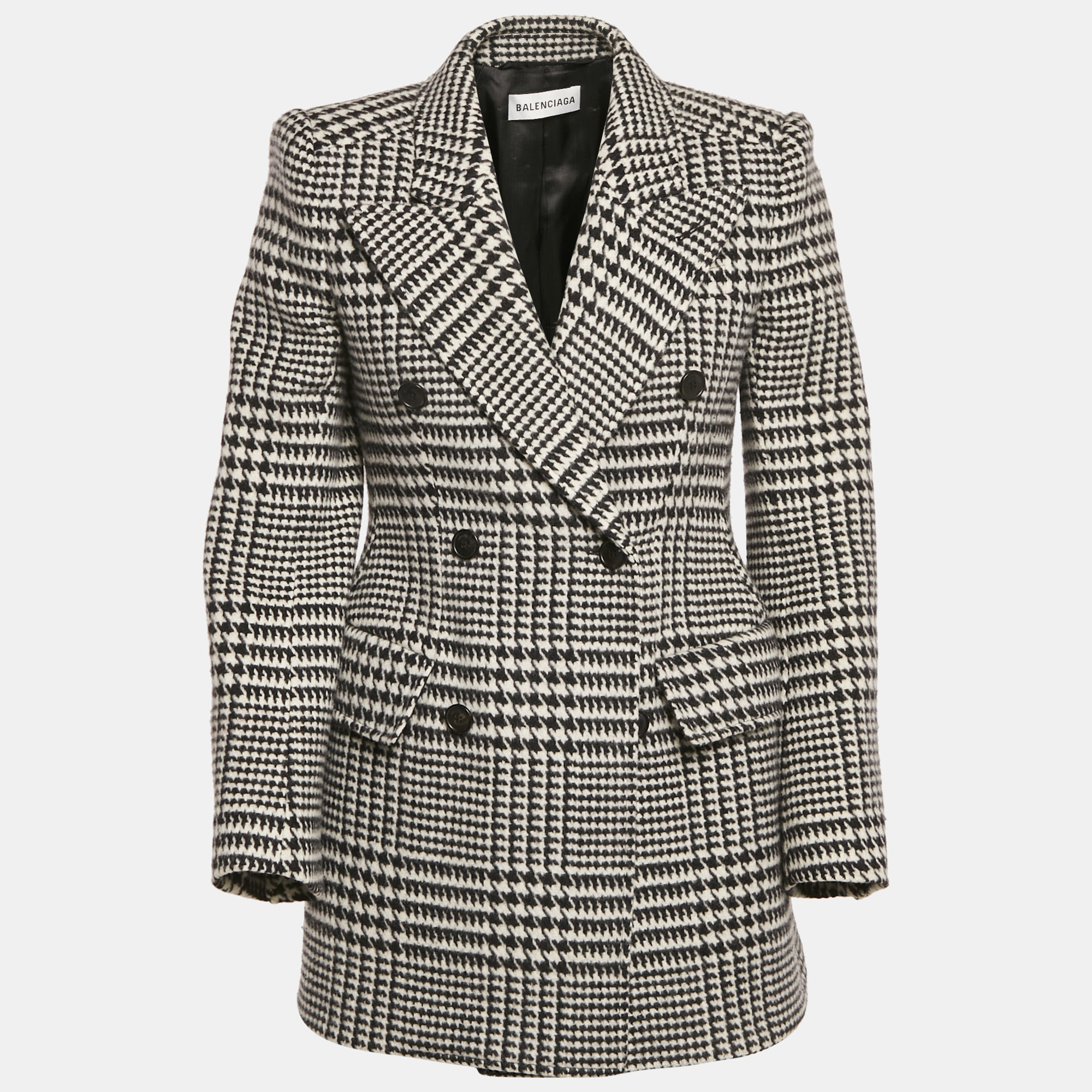 

Balenciaga Black/White Houndstooth Wool Hourglass Blazer S
