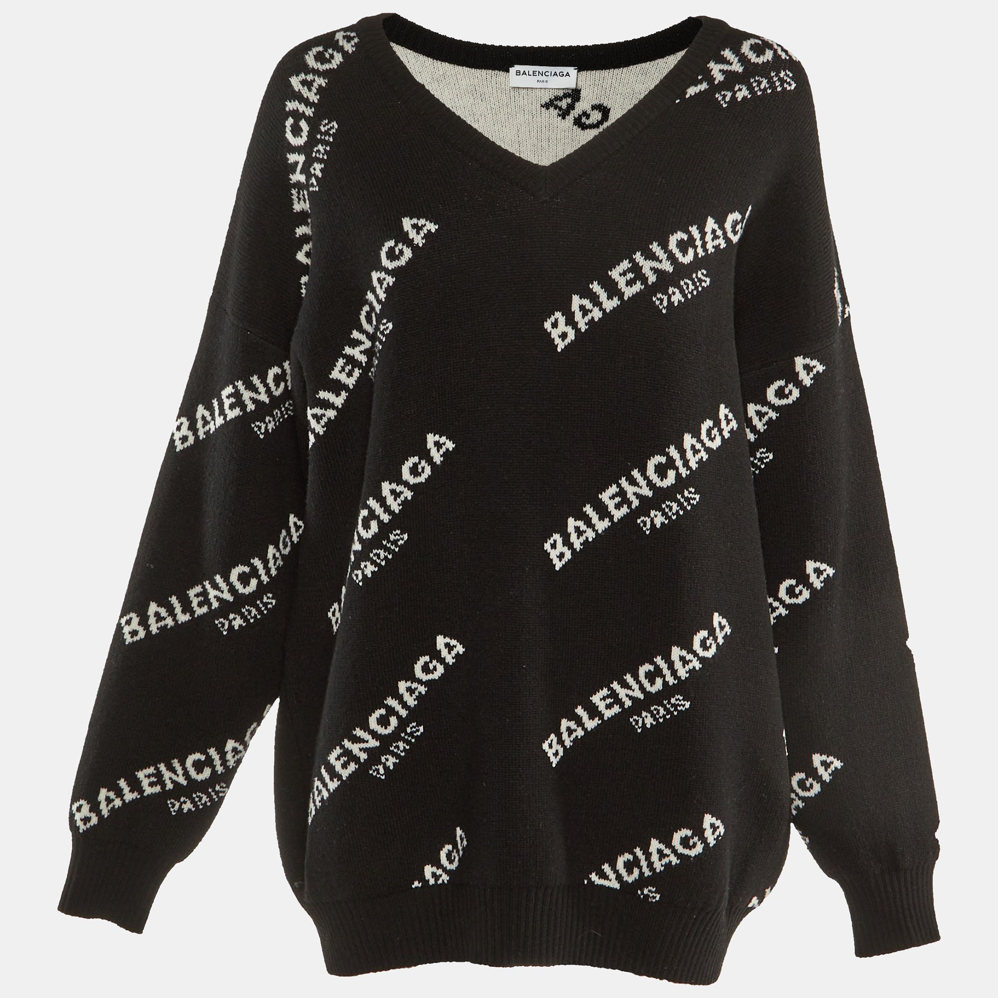 

Balenciaga Black All Over Logo Wool Sweater M