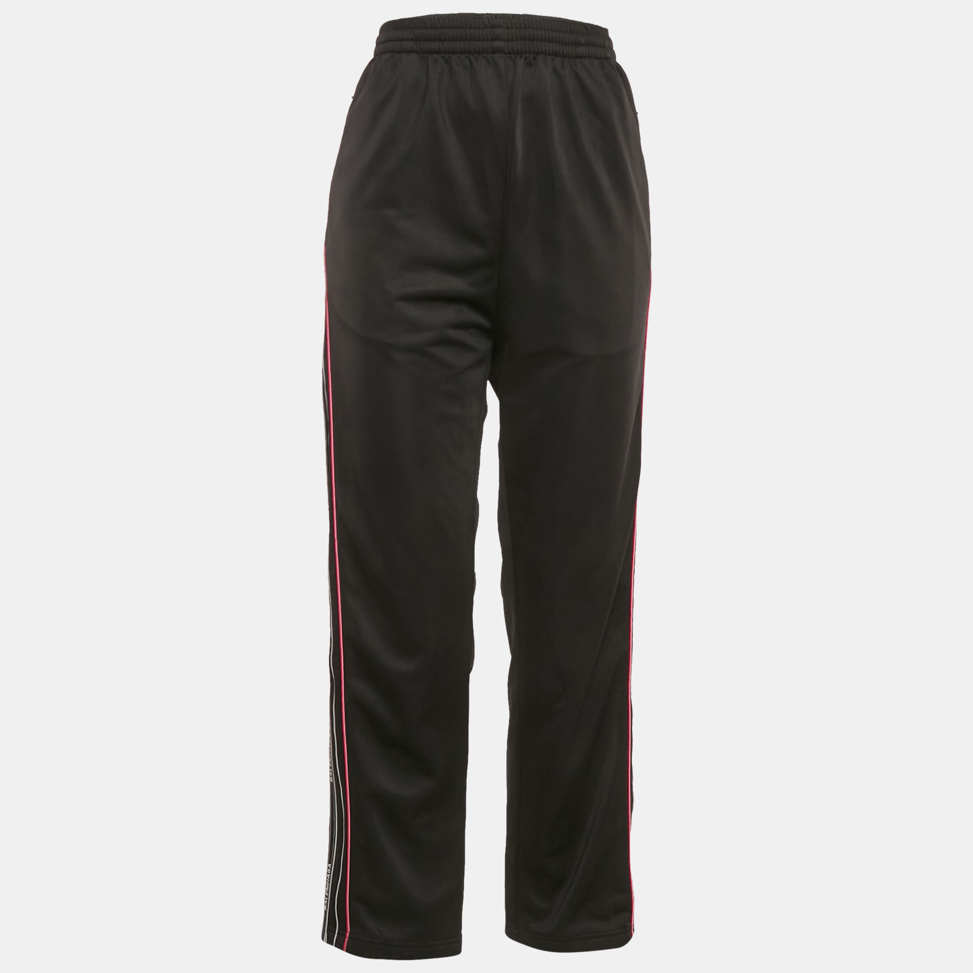 

Balenciaga Black Logo Striped Jersey Track Pants S