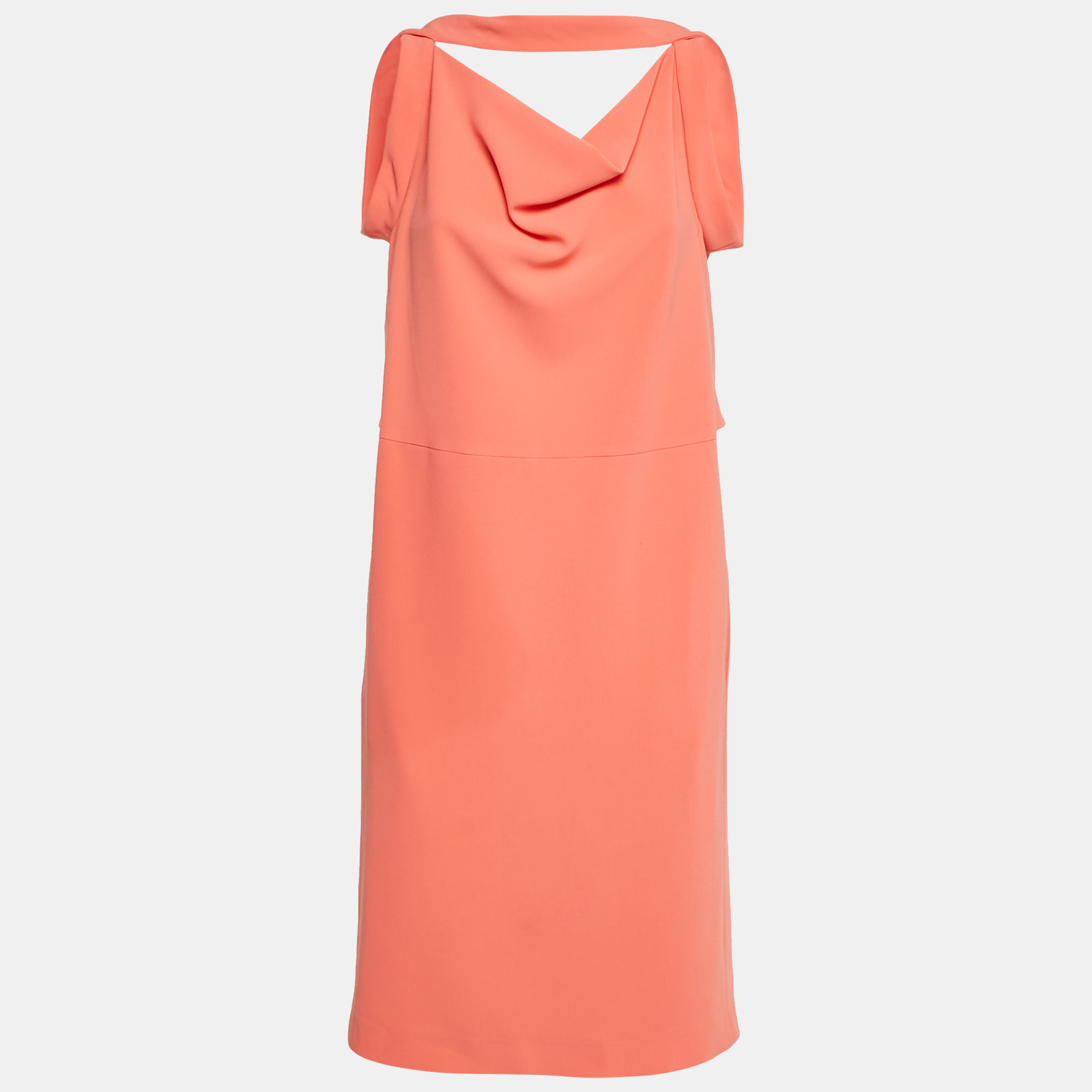 

Balenciaga Orange Crepe Sleeveless Midi Dress M, Pink