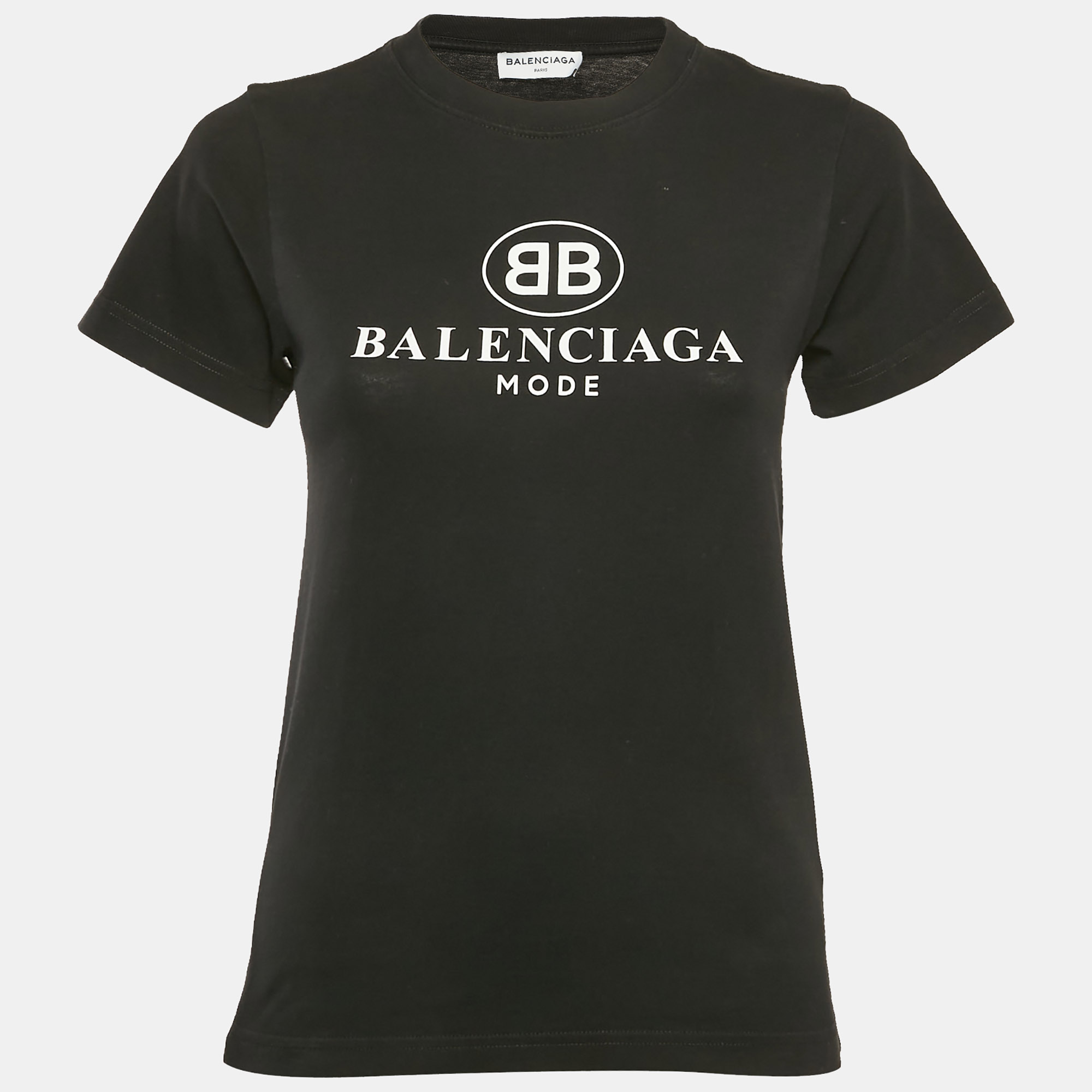 

Balenciaga Black Logo Print Cotton Jersey T-Shirt S