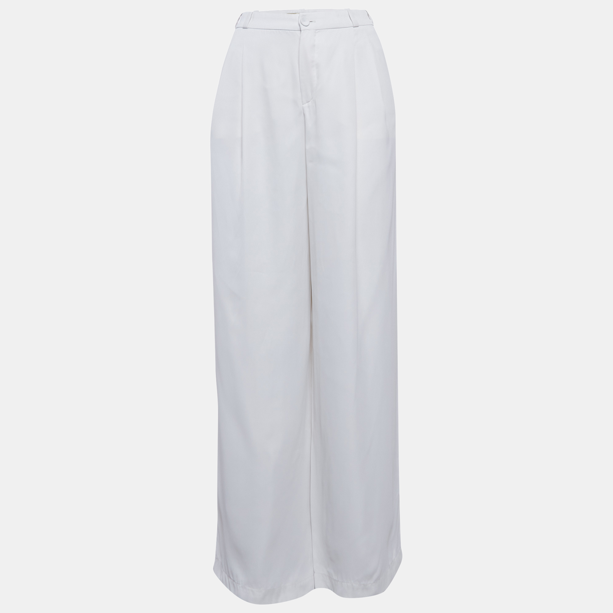 

Balenciaga White Silk Straight Fit Trousers M