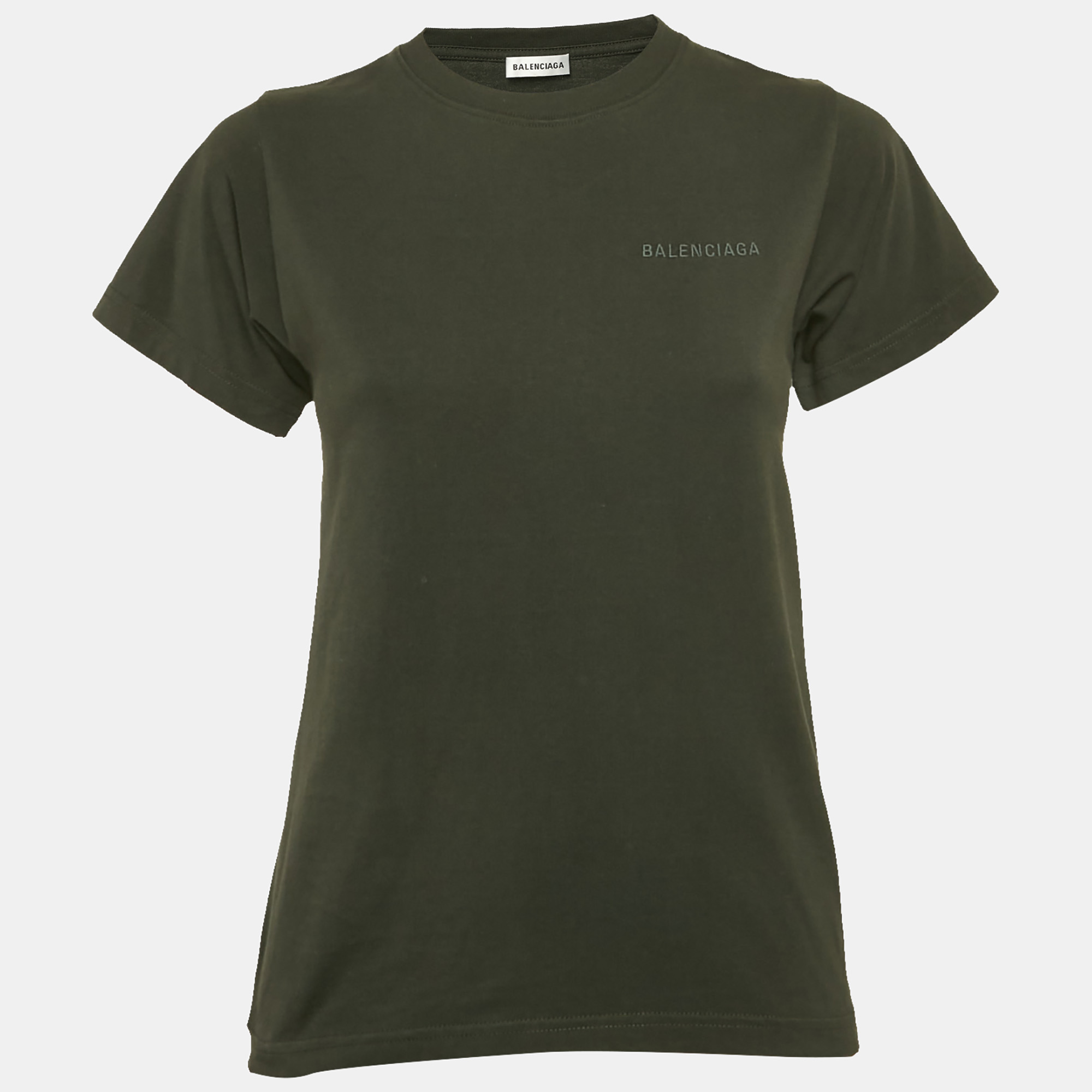

Balenciaga Green Logo Embroidered Jersey T-Shirt S