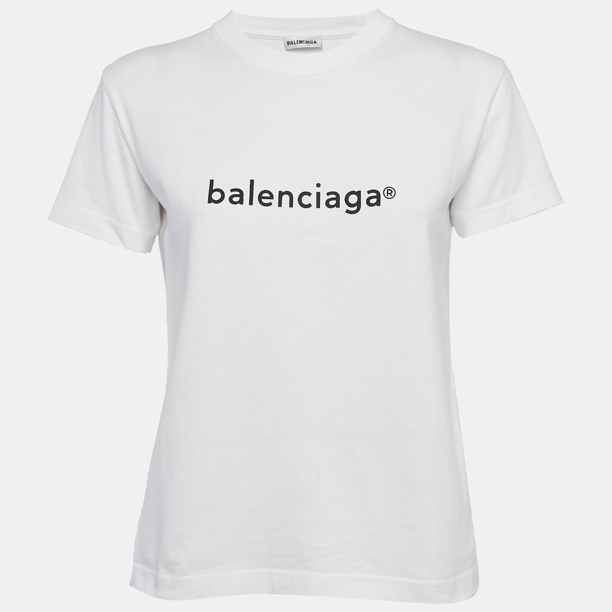 

Balenciaga White Logo Print Jersey T-Shirt M