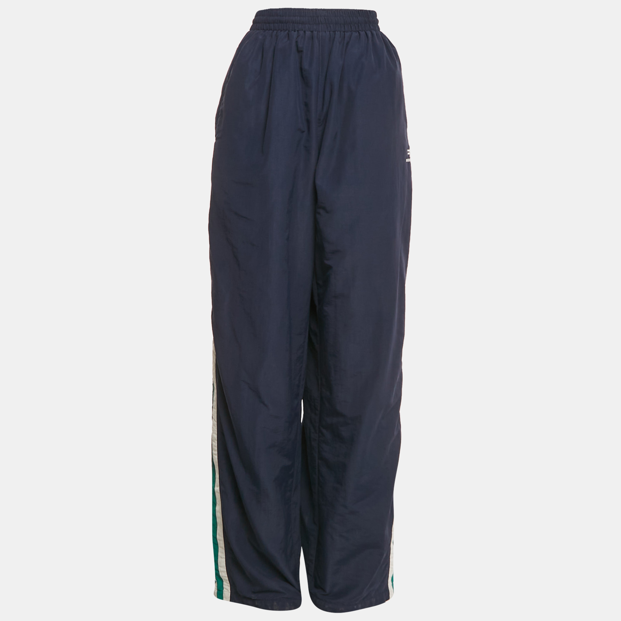 

Balenciaga Wardrobe Unisex Navy Blue Polyamide Side Stripe Detail Track Pants M
