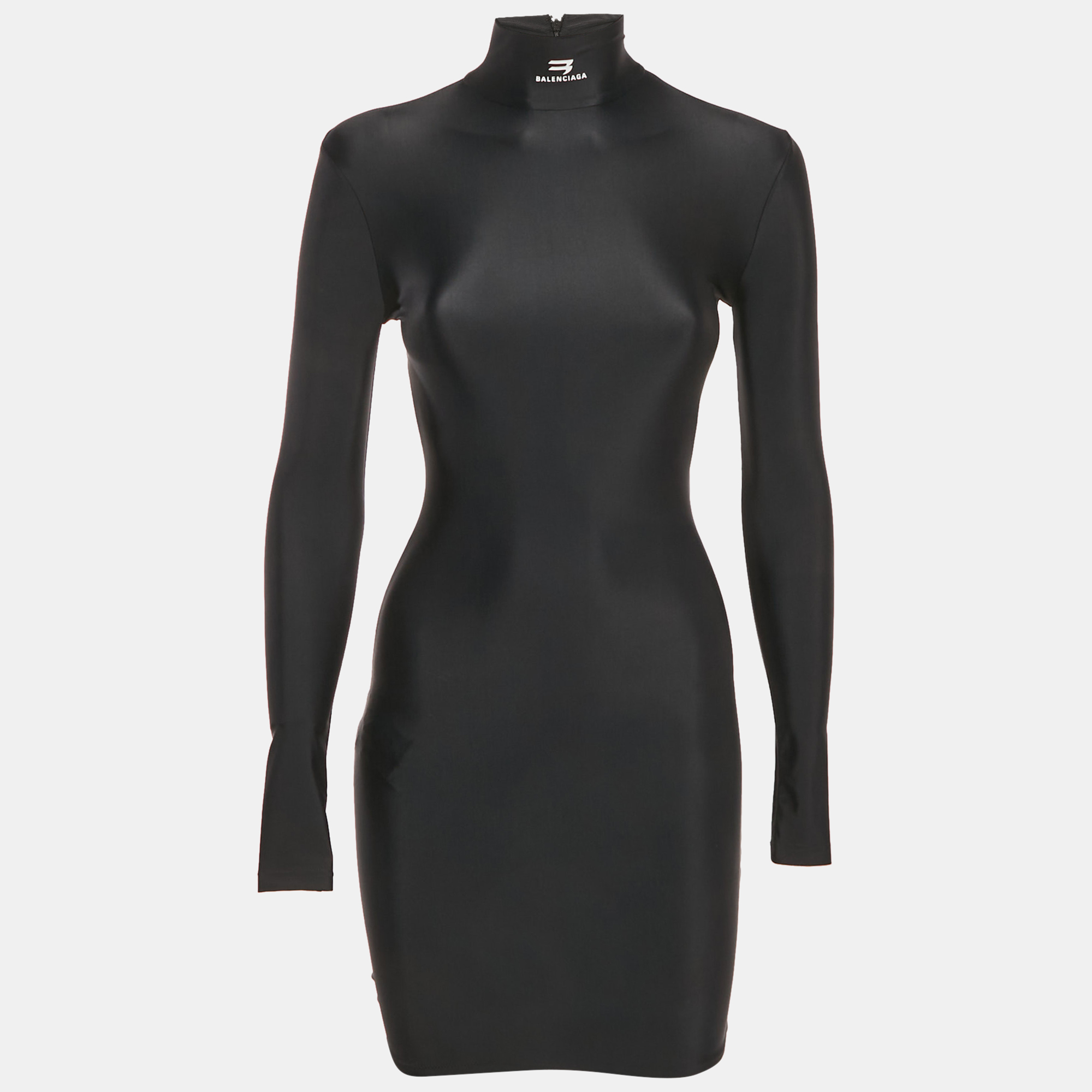 

Balenciaga Black Jersey High Neck Bodycon Dress S