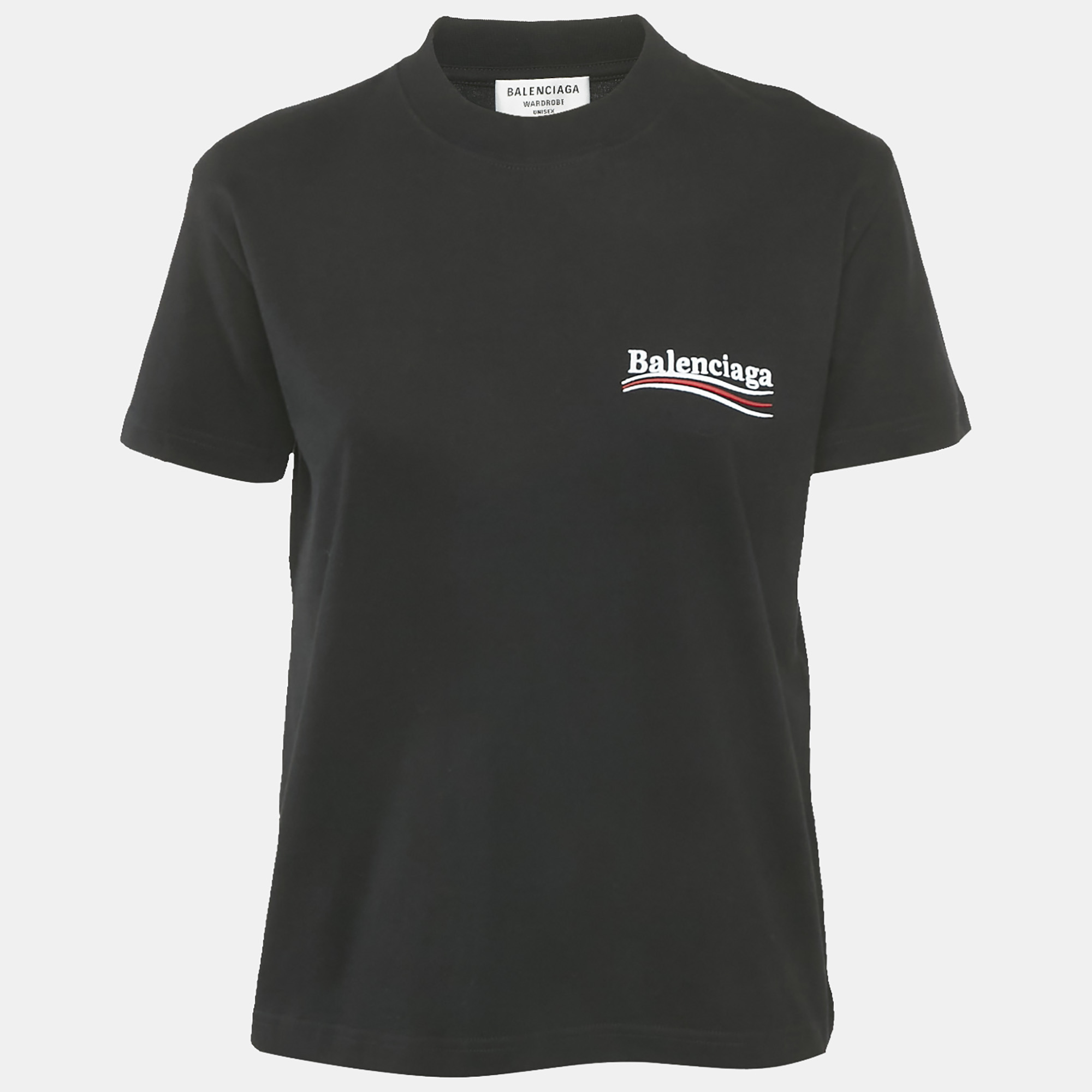 

Balenciaga Black Logo Embroidery Cotton Crewneck Small Fit T-Shirt L