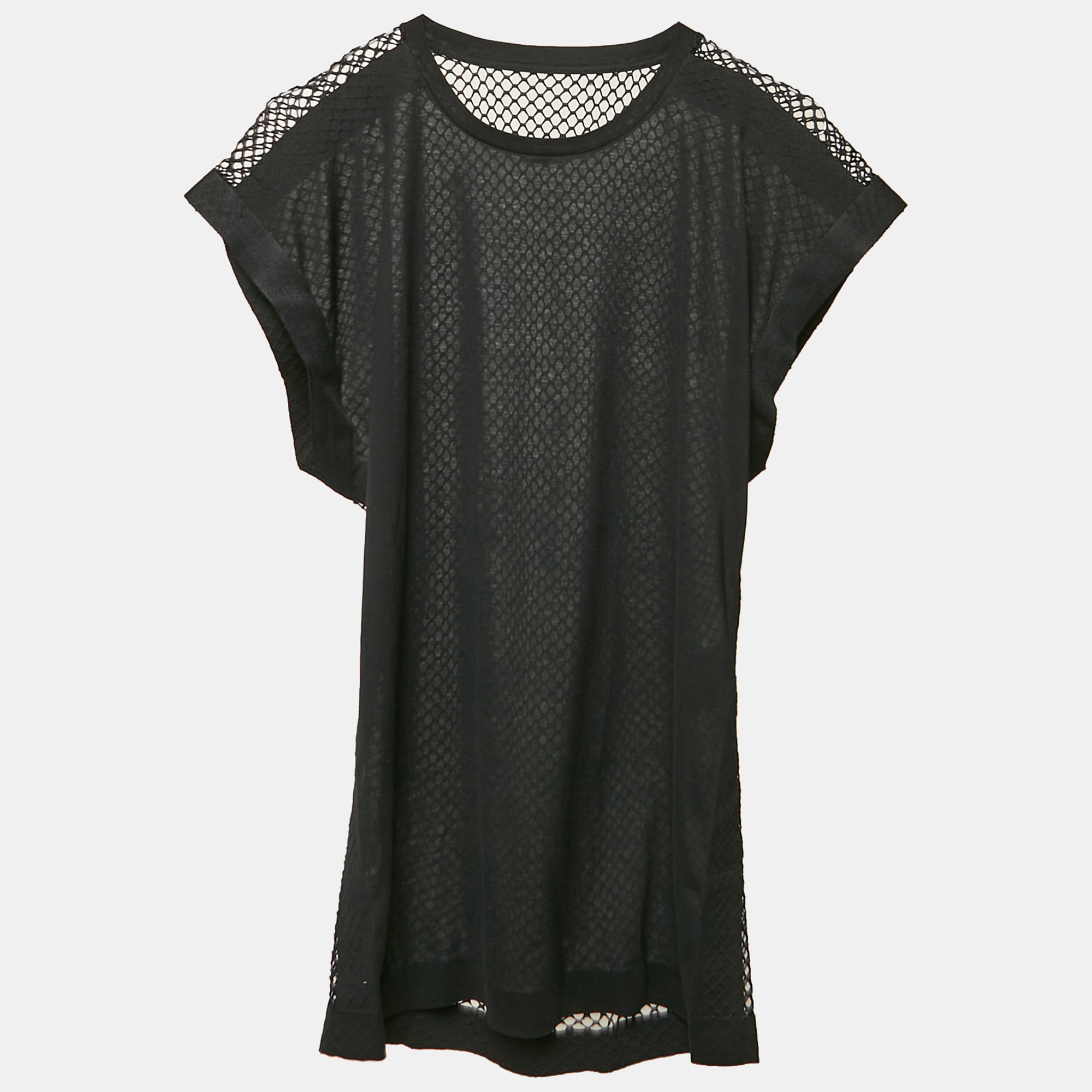 

Balenciaga Black Jersey and Sheer Mesh Trim Top S