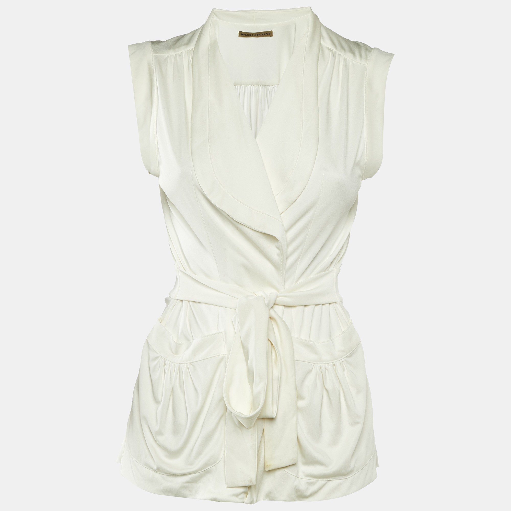 

Balenciaga Off-White Jersey Wrap Top M