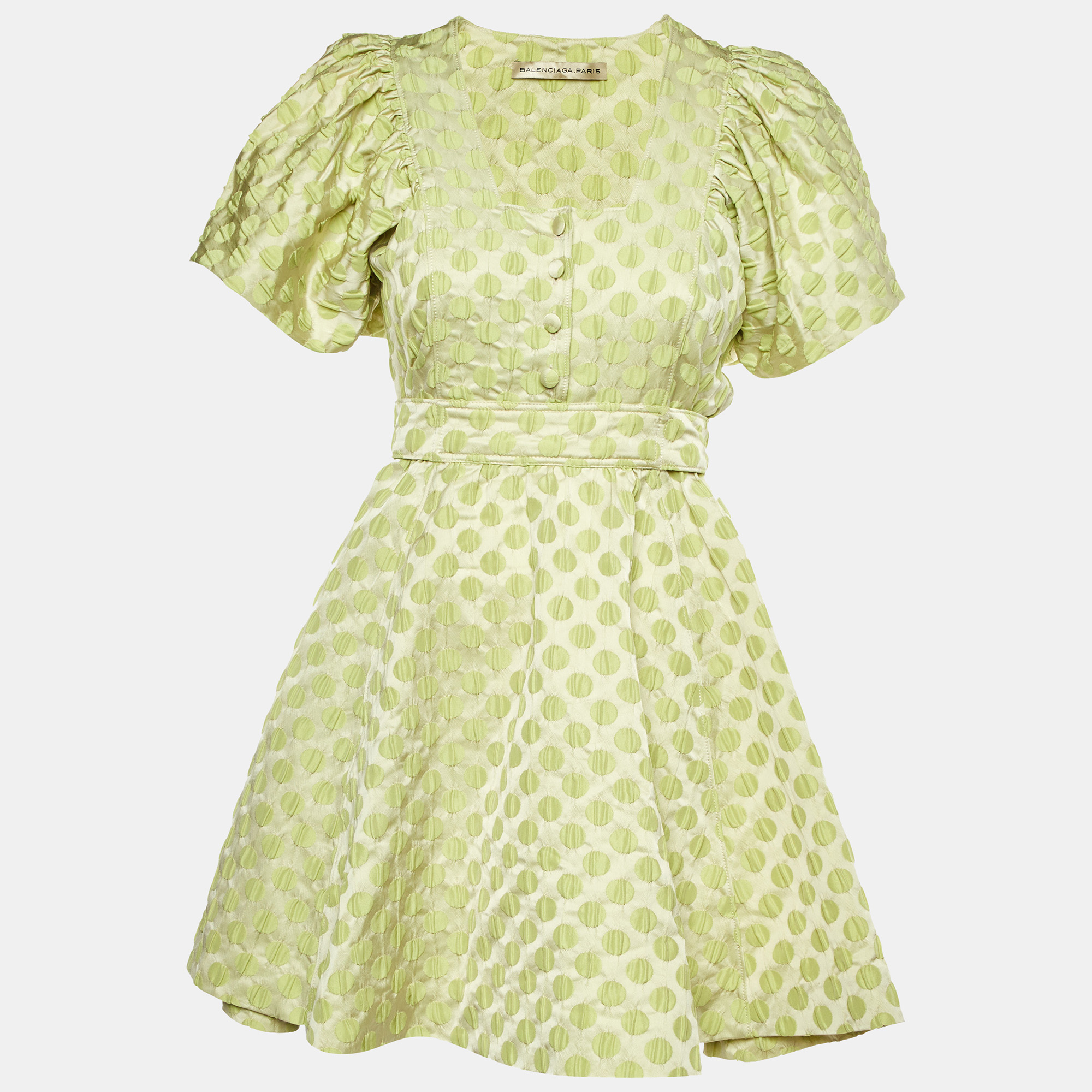 

Balenciaga Green Dotted Silk Jacquard Midi Dress M
