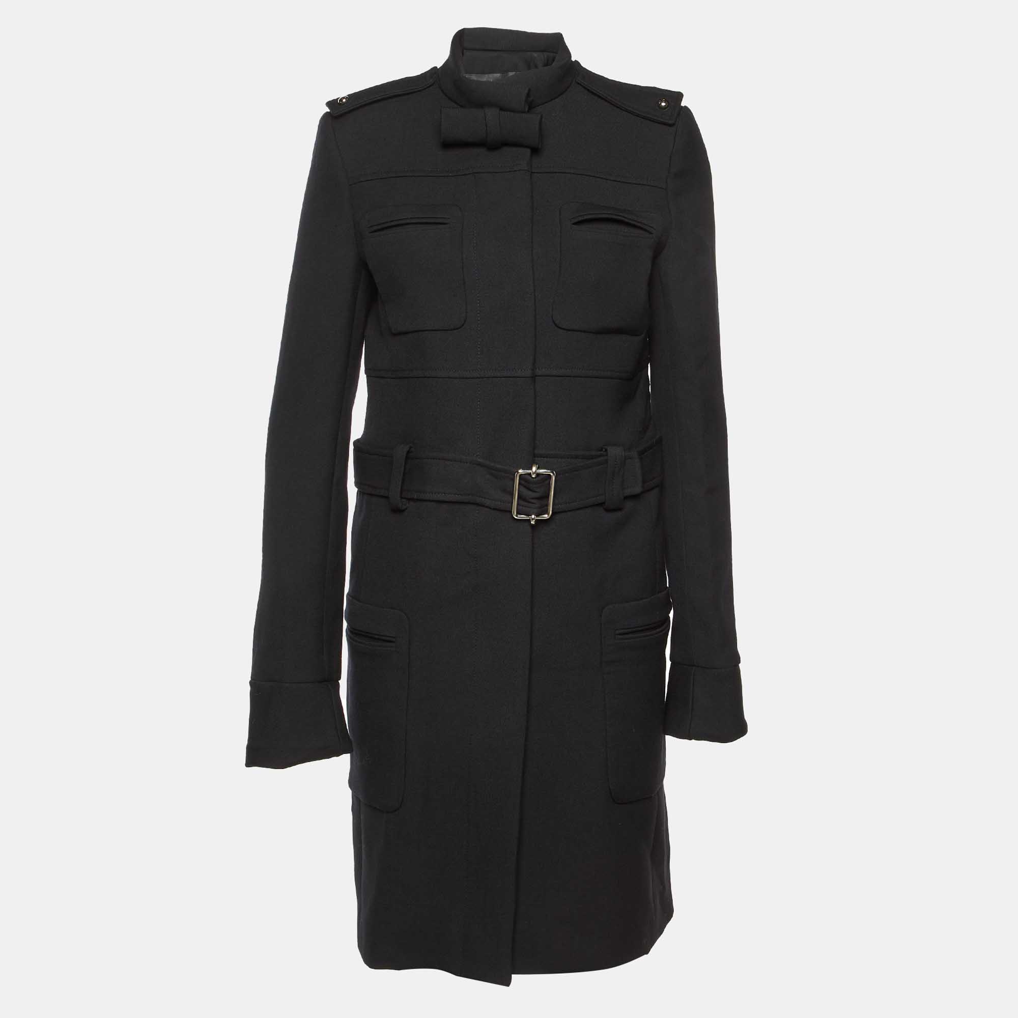 

Balenciaga Black Wool Belted Button Front Coat M