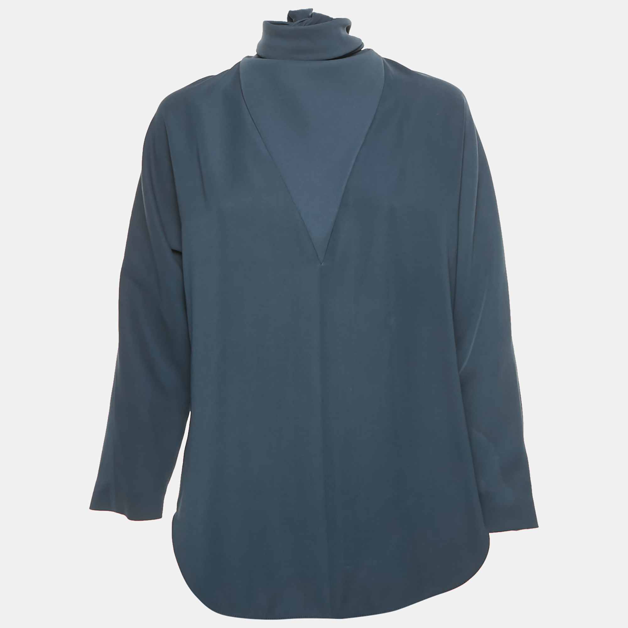 

Balenciaga Navy Blue Crepe Tie -Up Top M