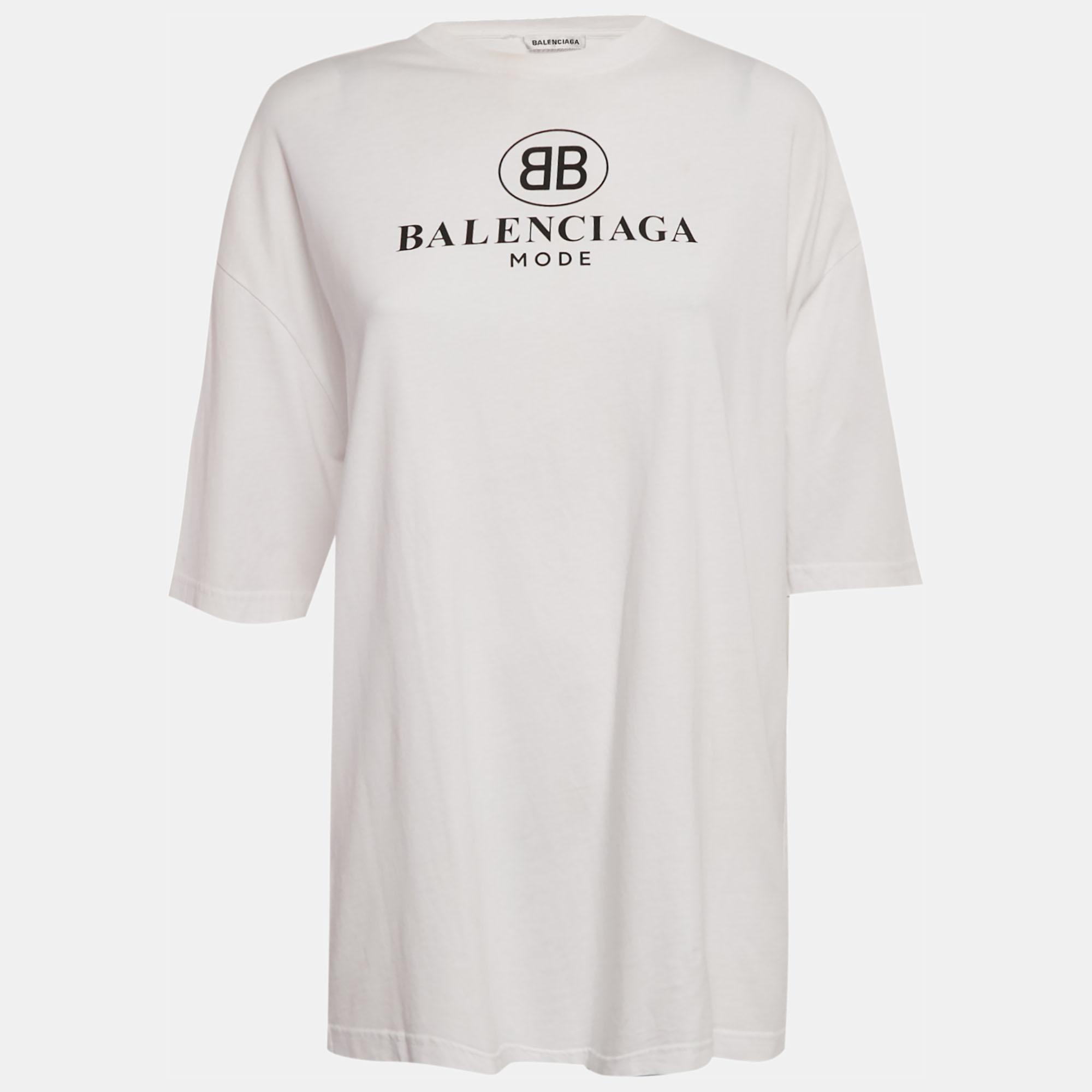 

Balenciaga White Logo Print Jersey Crewneck T-Shirt L