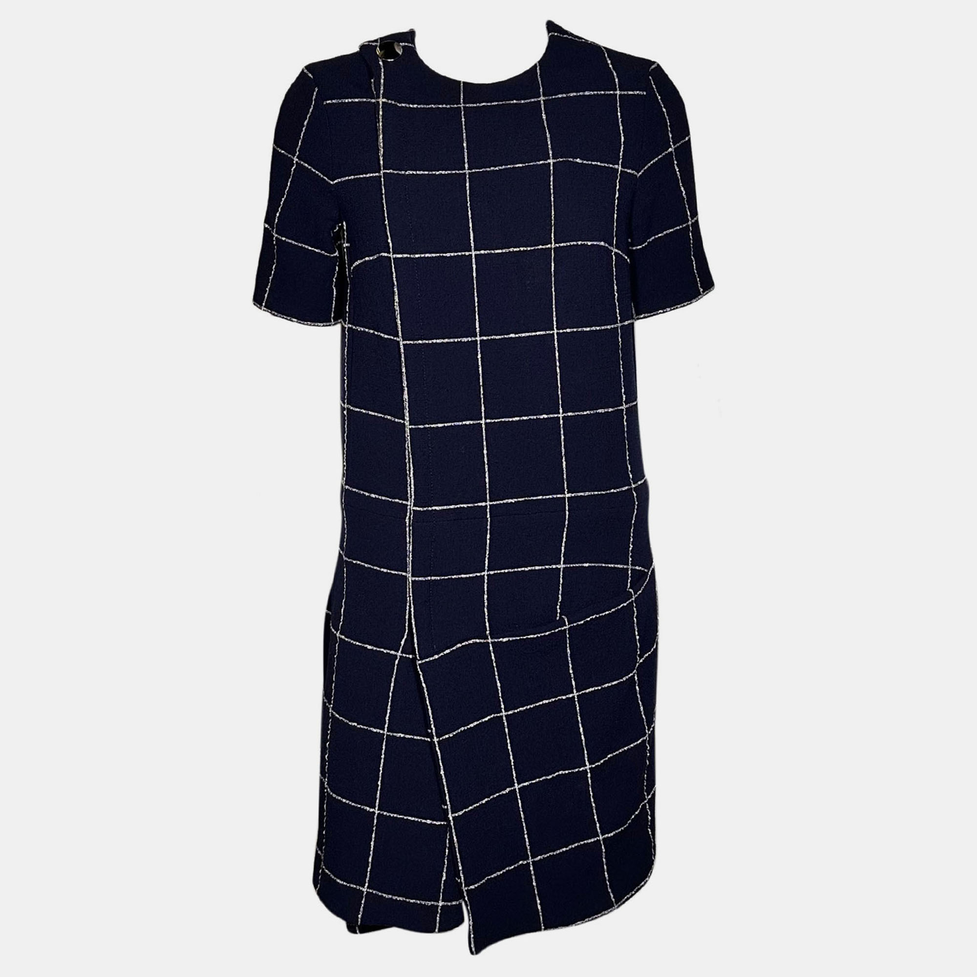 

Balenciaga Navy Blue Navy Checkered Dress