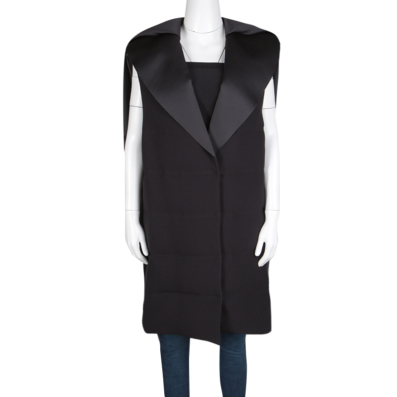 

Balenciaga Black Gilet Zip Front Sleeveless Long Jacket