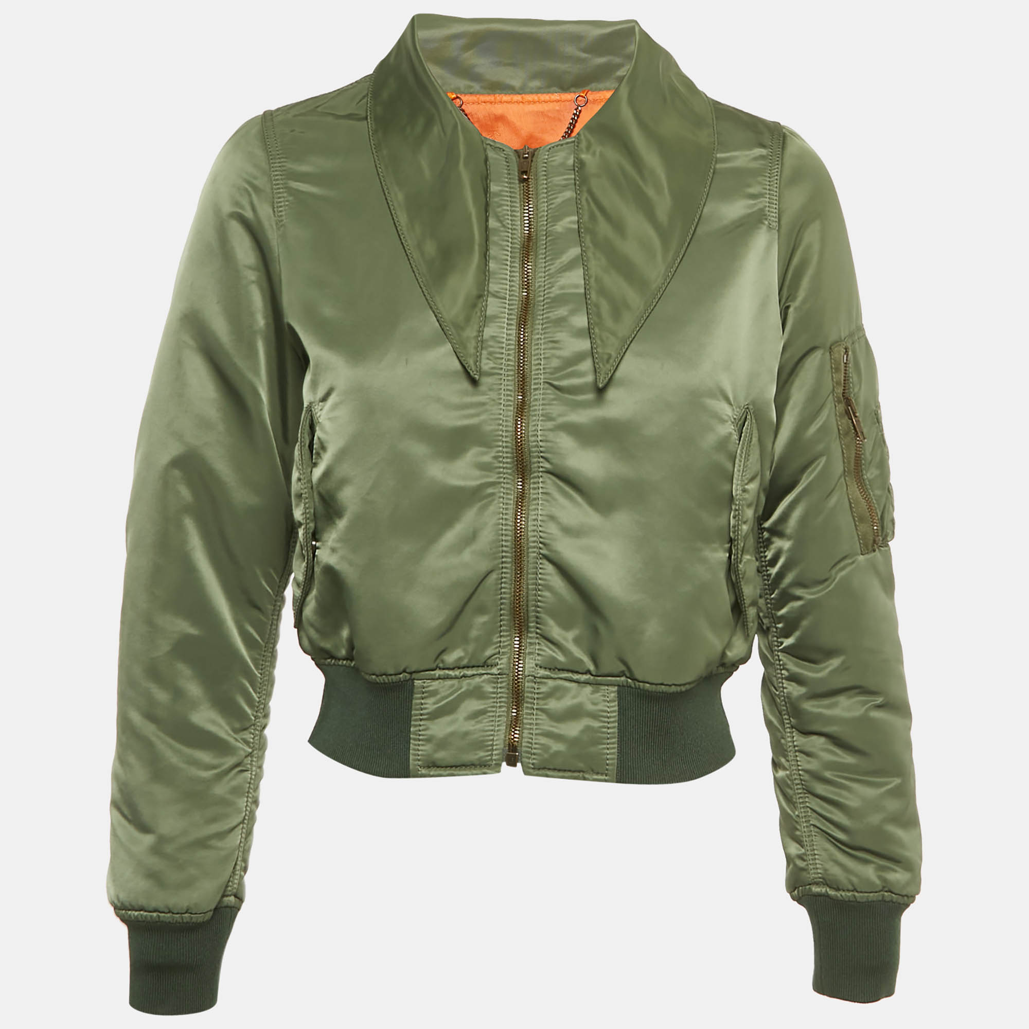 

Balenciaga Green Nylon Crop Bomber Jacket S