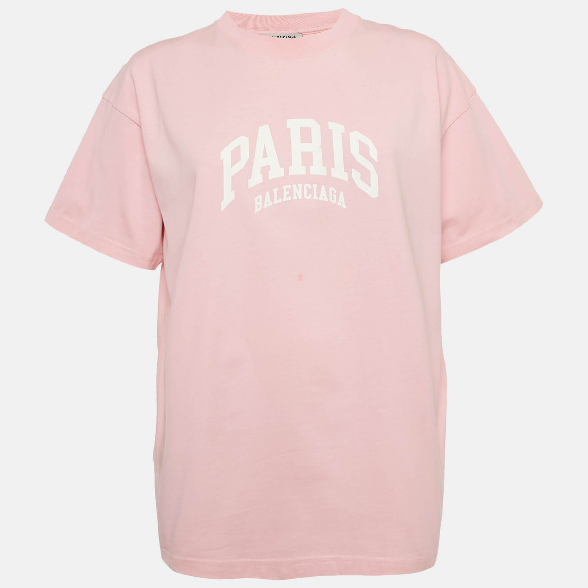 

Balenciaga Limited Edition Pink Logo Print Cotton Oversized T-Shirt S