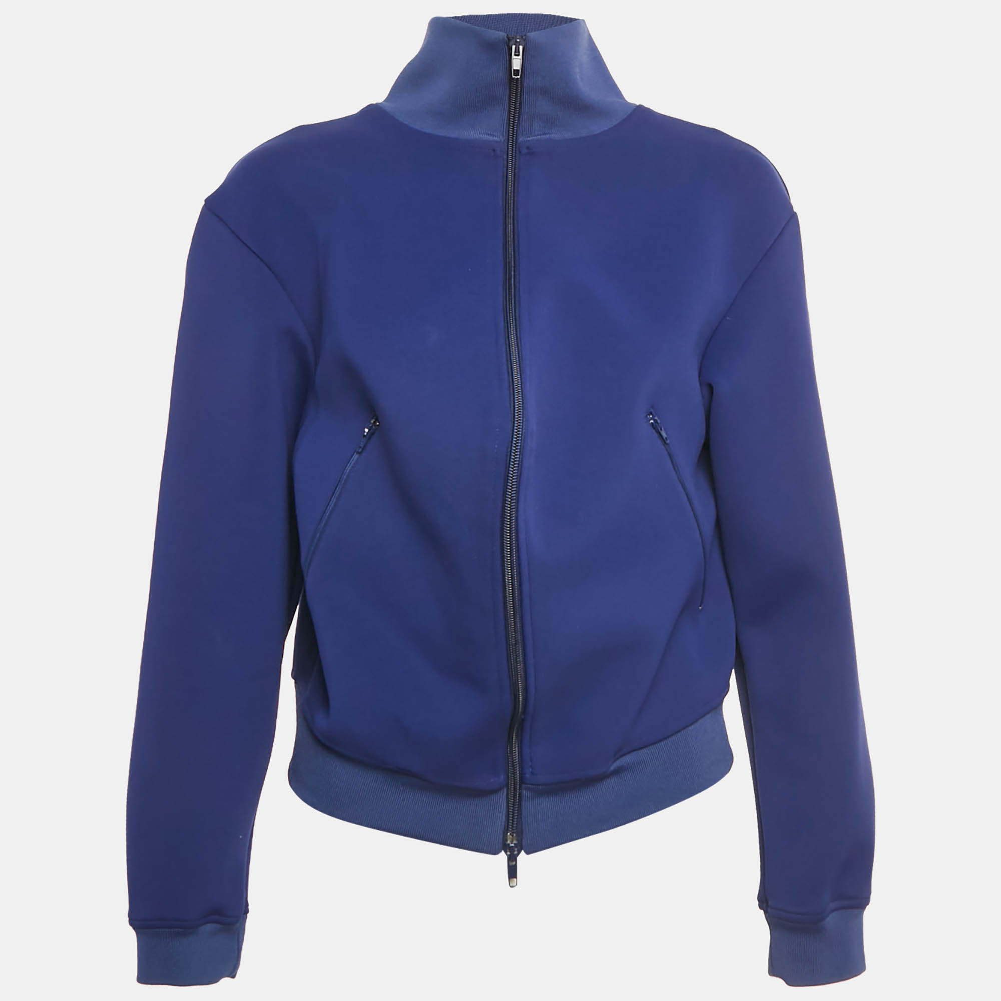 Click to view more detailed imagery on our partner's website Pre-owned Balenciaga Blue Jersey Asymmetric Bomber Jacket M