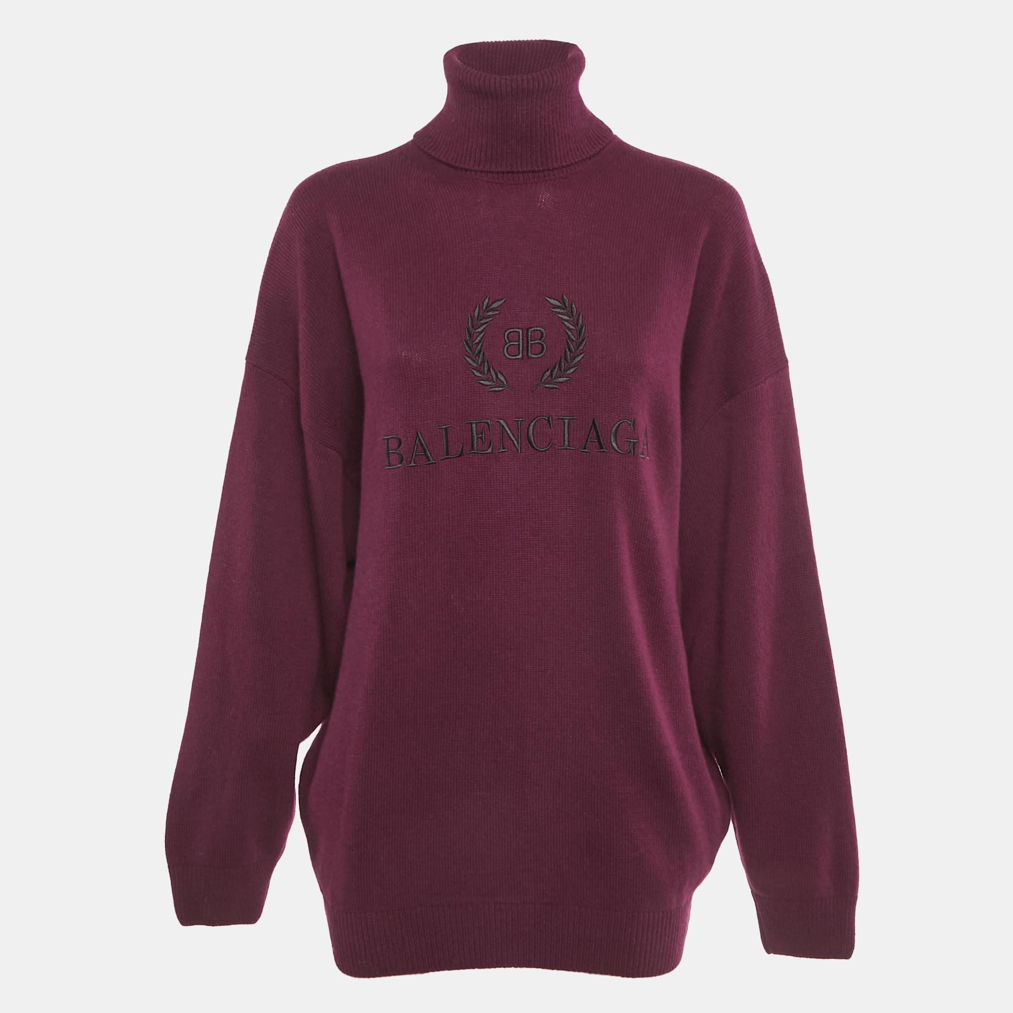 

Balenciaga Burgundy Logo Embroidered Wool & Cashmere Jumper S