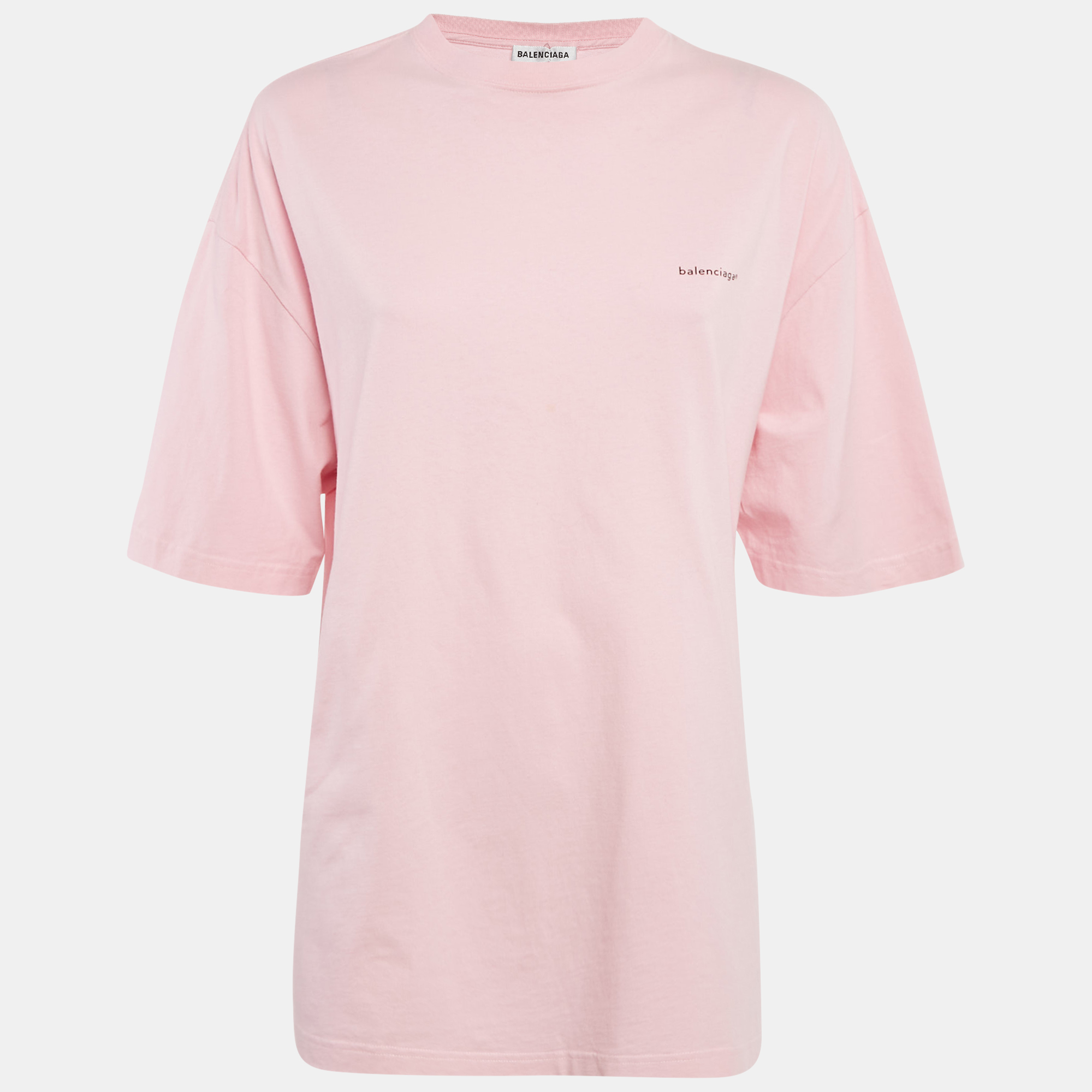 

Balenciaga PInk Logo Print Cotton Oversized T-Shirt XS