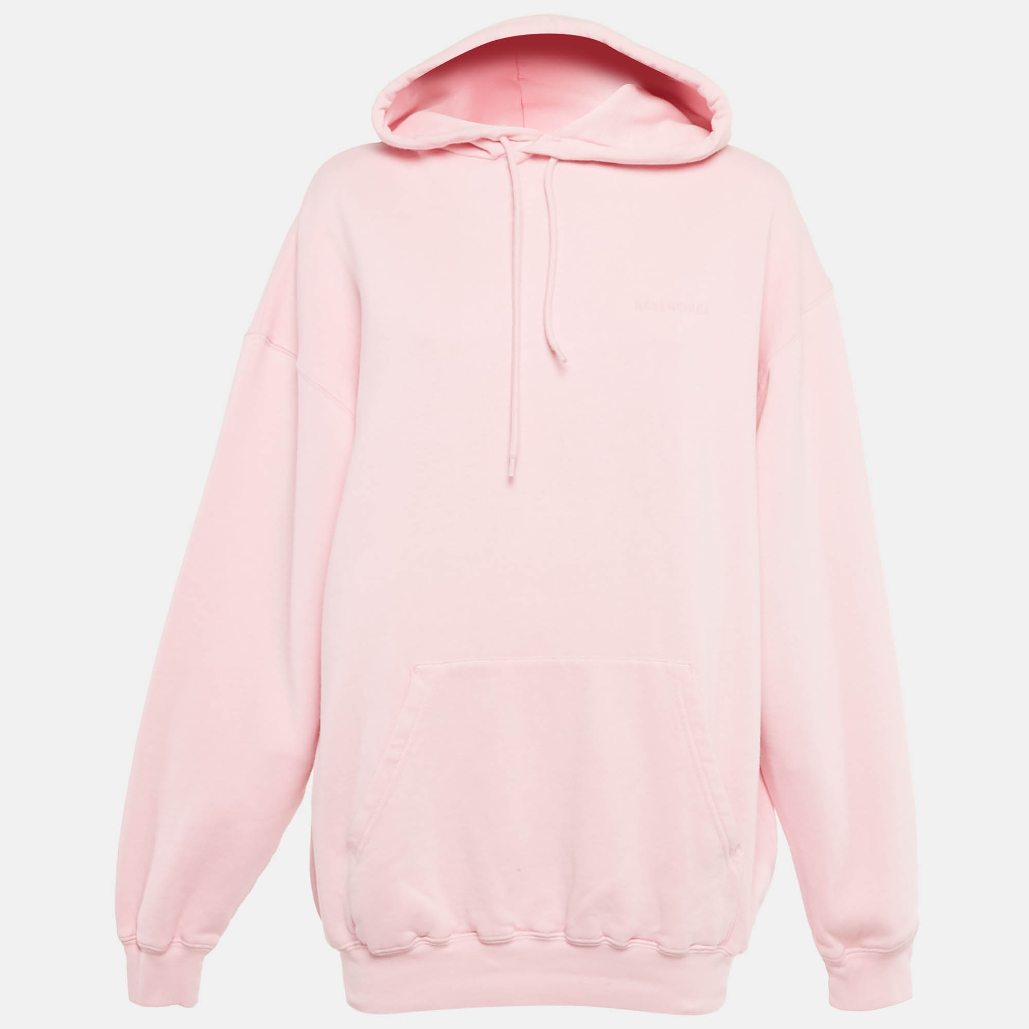 Click to view more detailed imagery on our partner's website Pre-owned Balenciaga Pink Logo Print Cotton Hooded Sweatshirt Xs