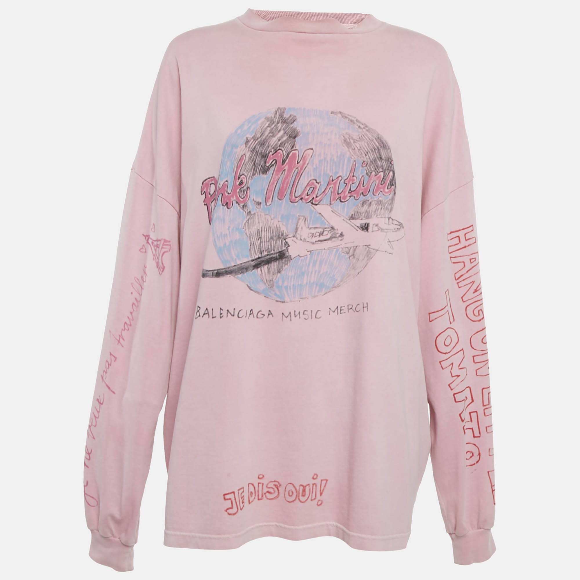 Pre-owned Balenciaga Limited Edition Pink Music Pink Martini Merch Oversized T-shirt M