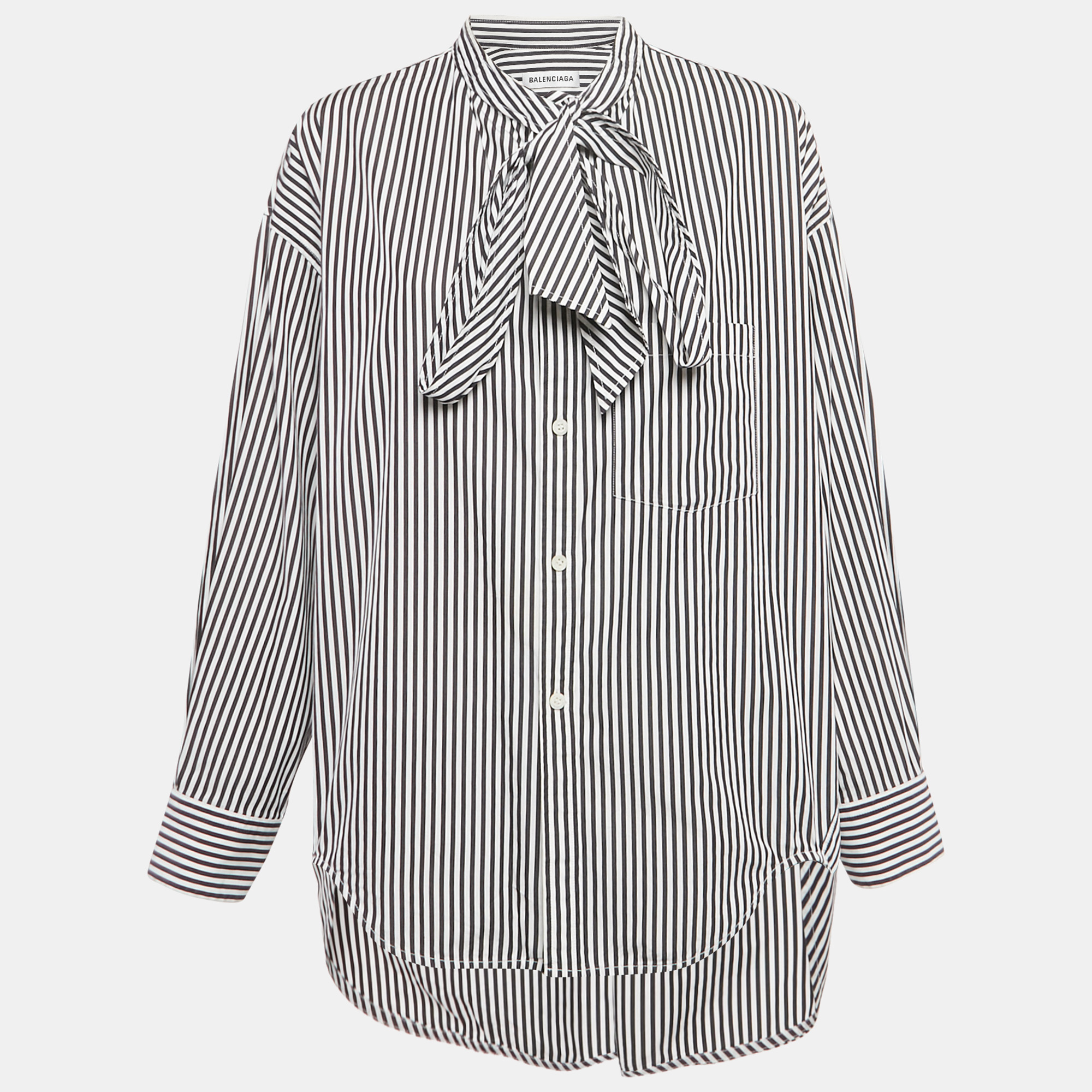 

Balenciaga White/Black Striped Cotton Blouse S